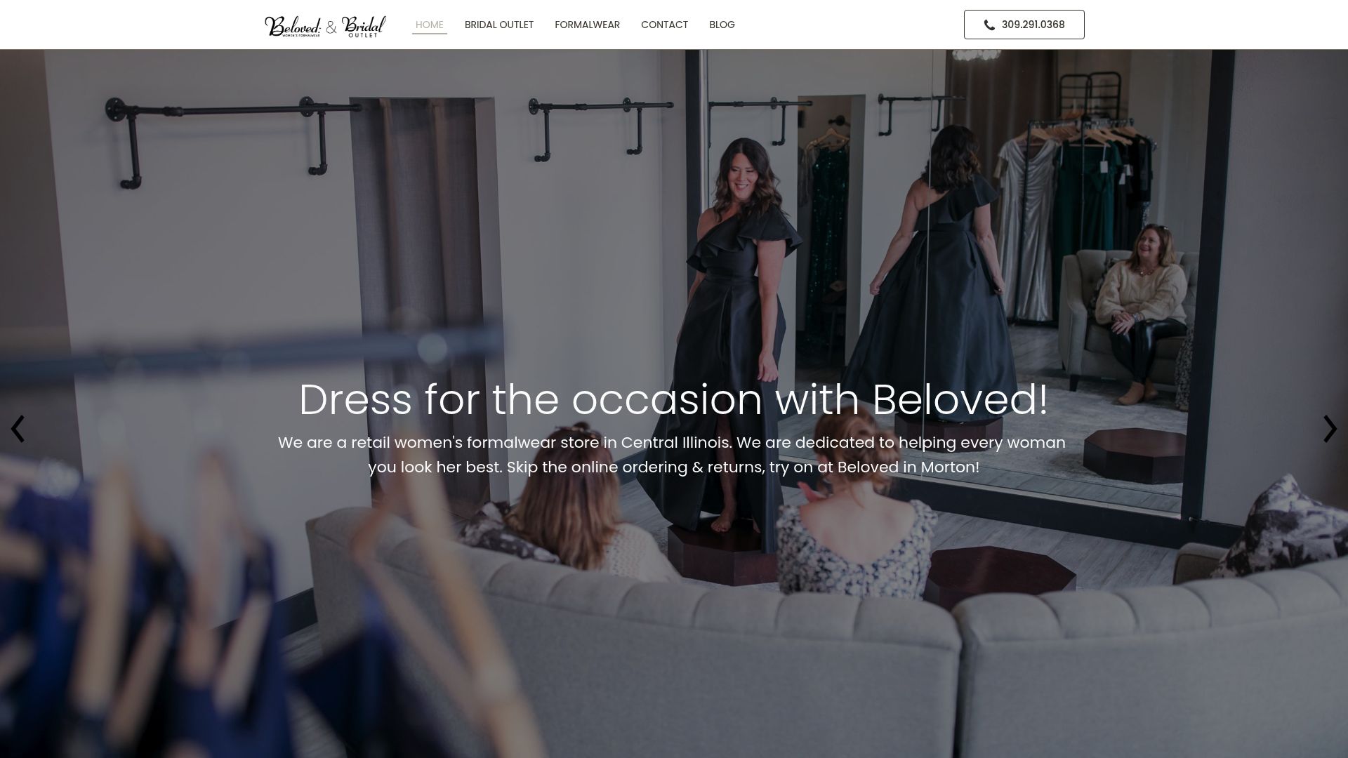 Beloved Formals website homepage