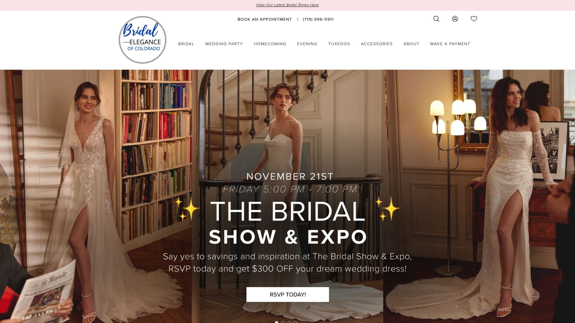 Bridal Elegance boutique showing premium bridal appointment setting