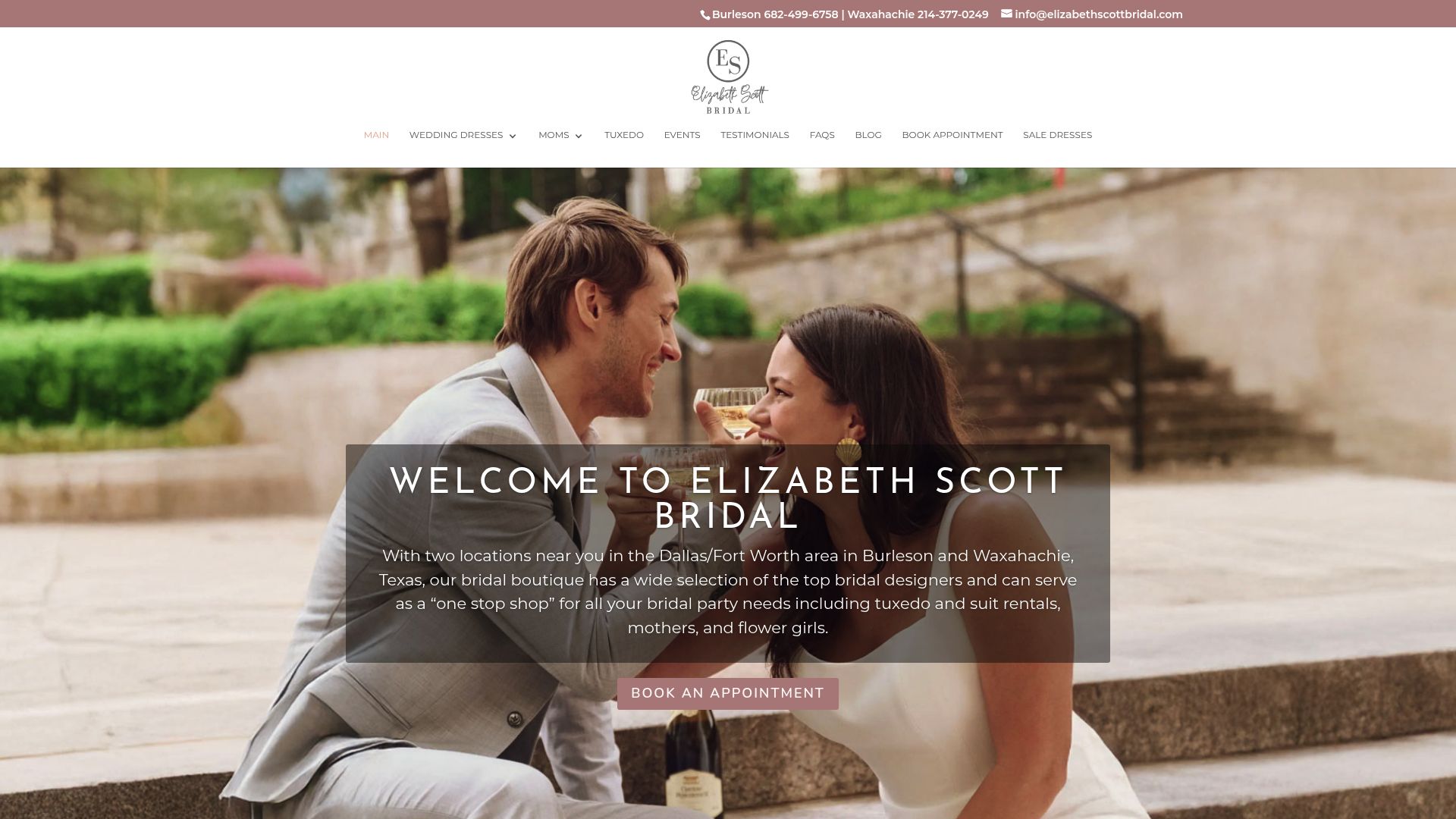 Elizabeth Scott Bridal website homepage