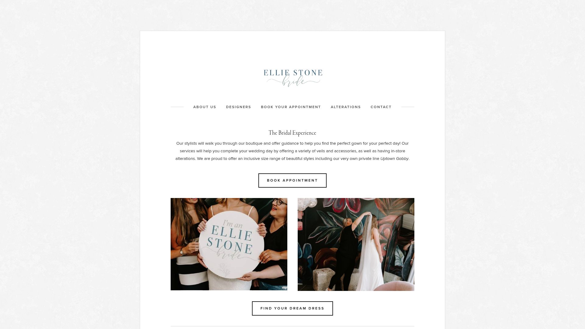 Ellie Stone Bridal website homepage