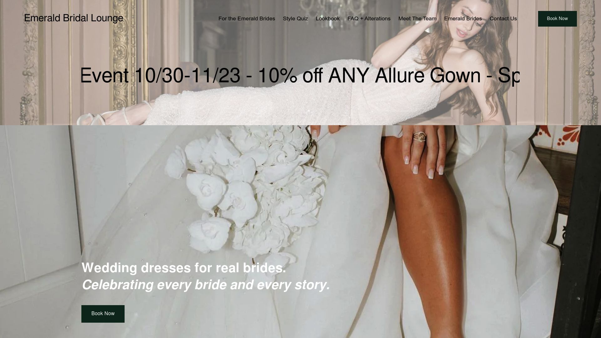 Emerald Bridal Lounge website homepage