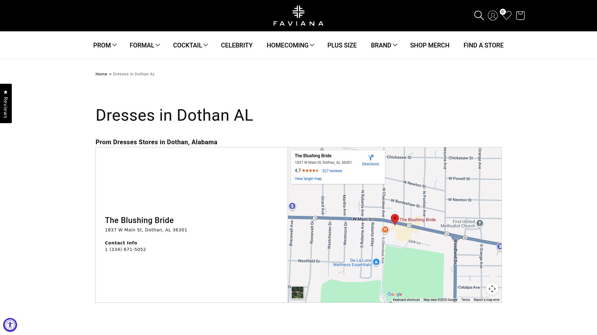Screenshot of The Blushing Bride Dothan location
