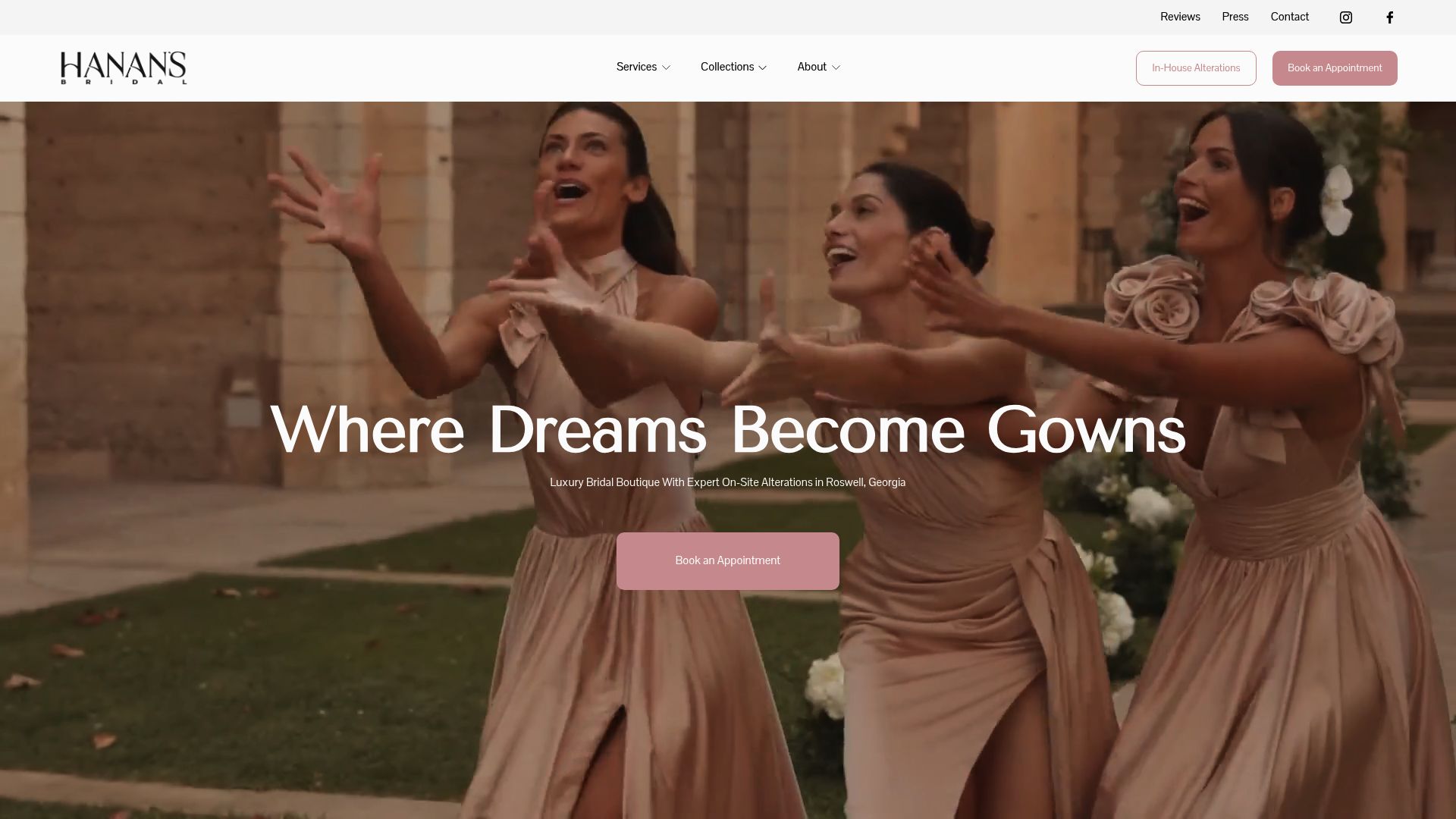 Hanan's Bridal Boutique website screenshot