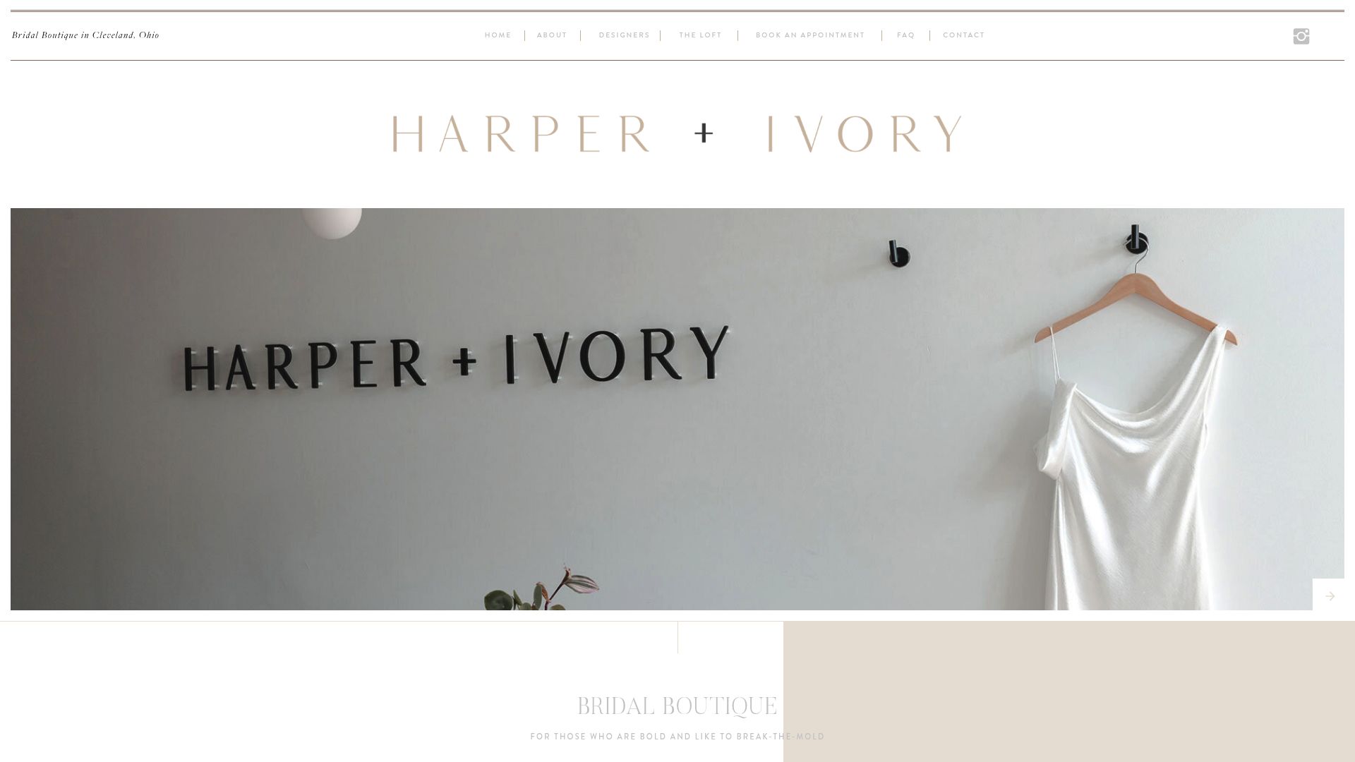 Harper & Ivory unique designer bridal boutique website