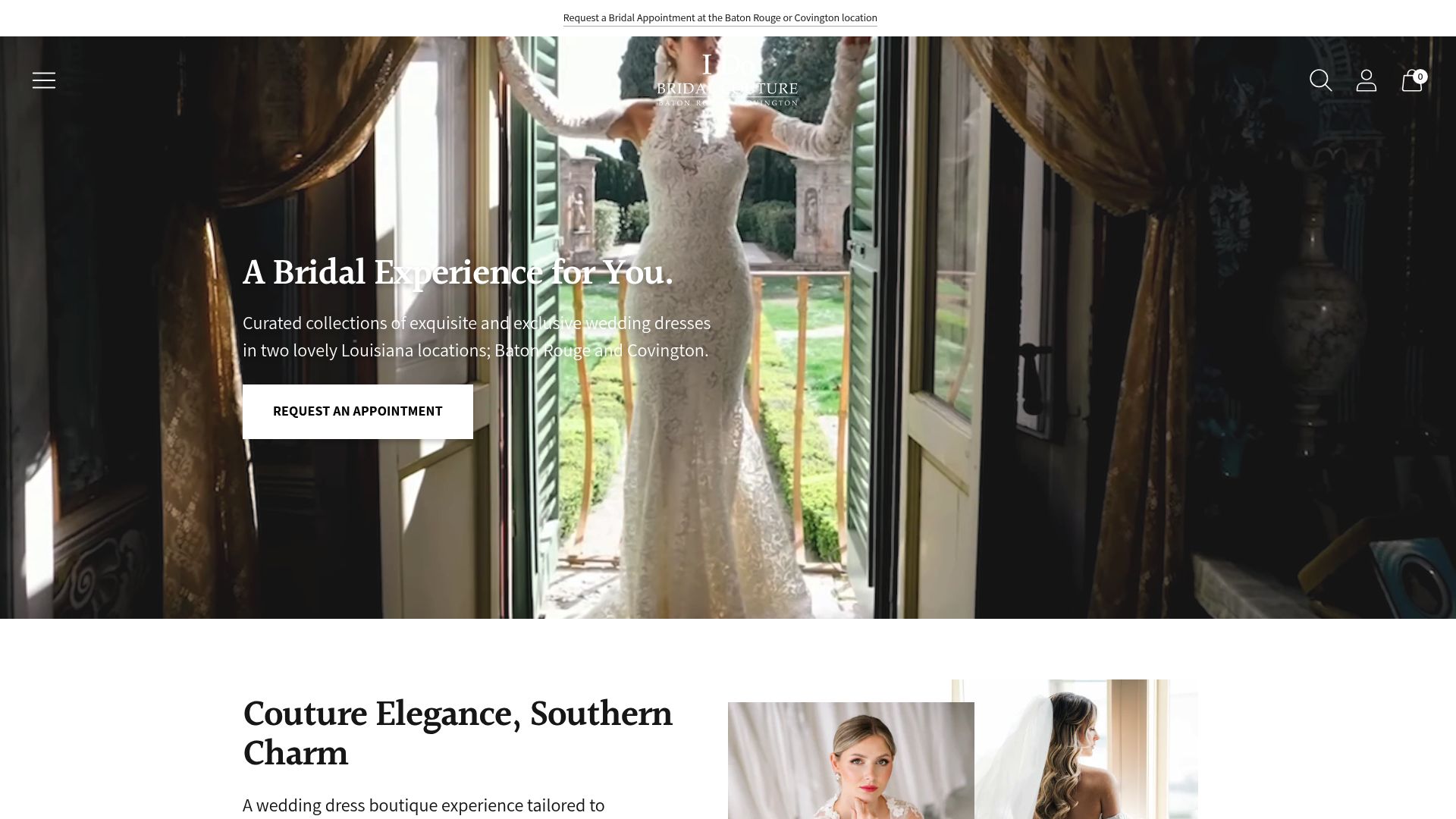 I Do Bridal Couture website homepage