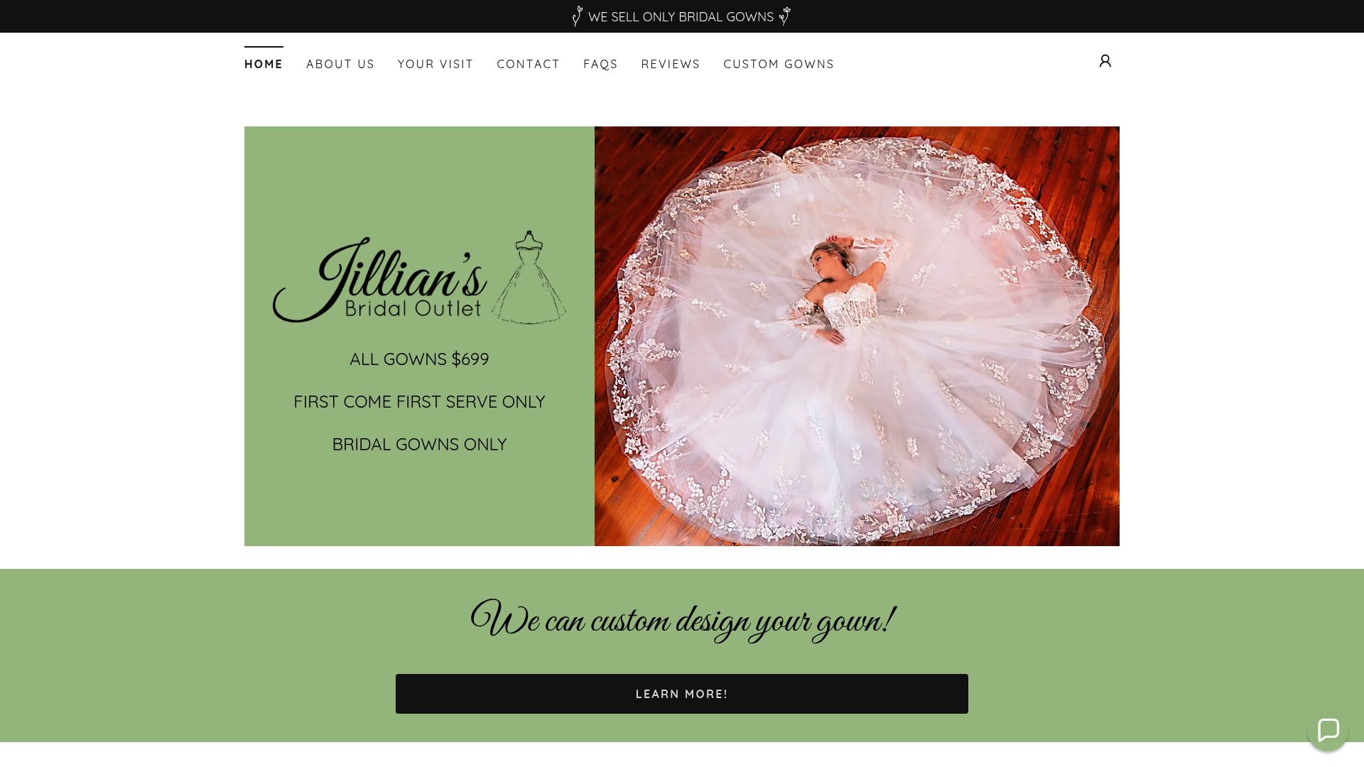 Jillian's Bridal Outlet storefront showing modern boutique design and window displays
