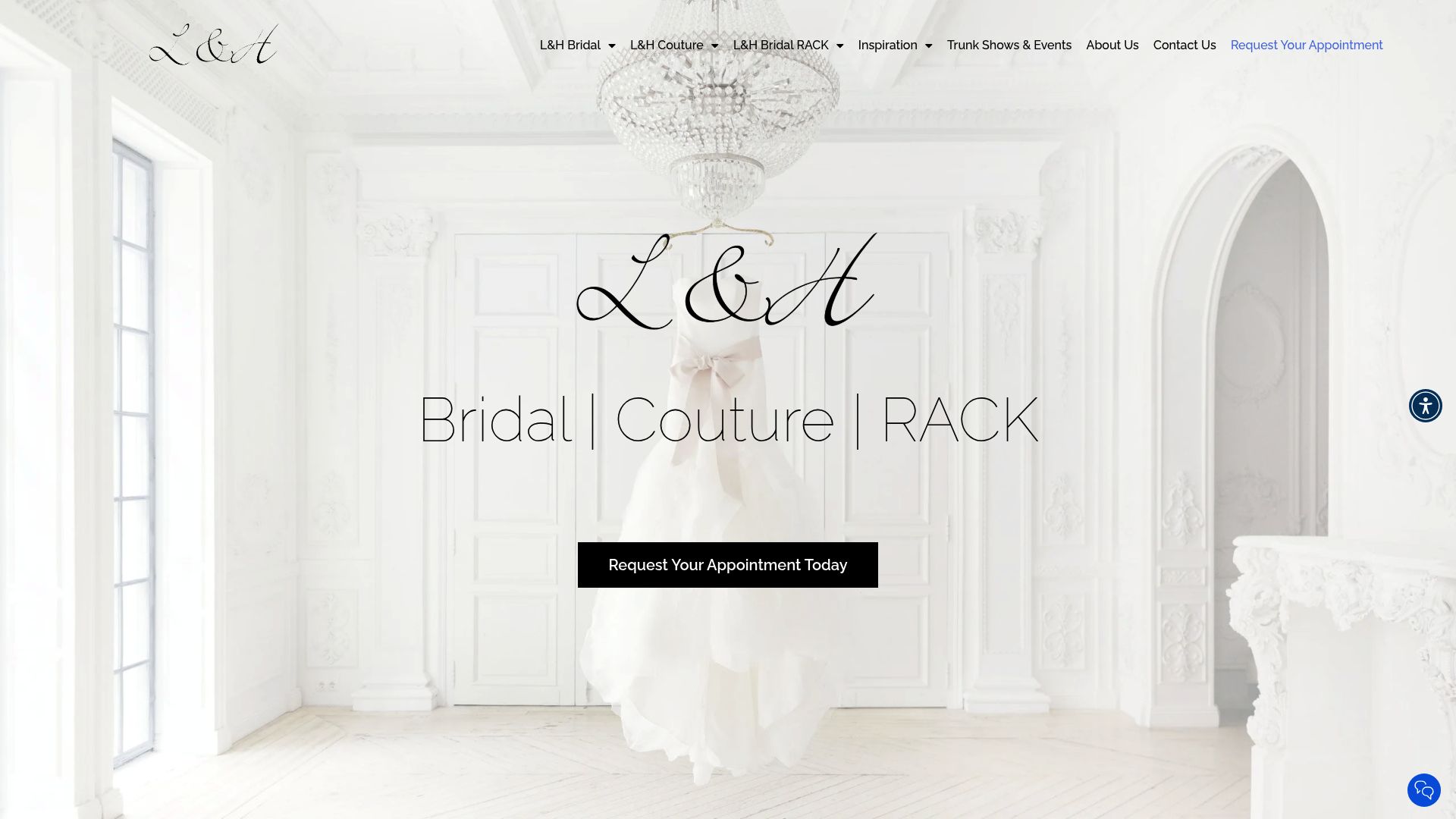 L&H Bridal website homepage