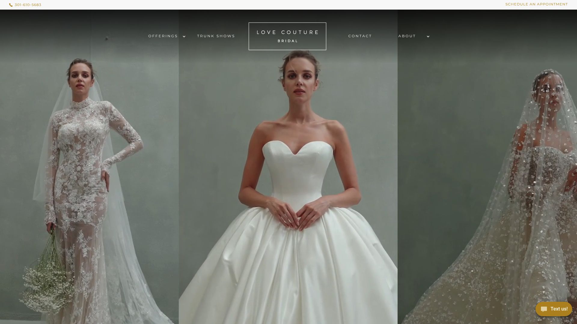 Love Couture Bridal website homepage