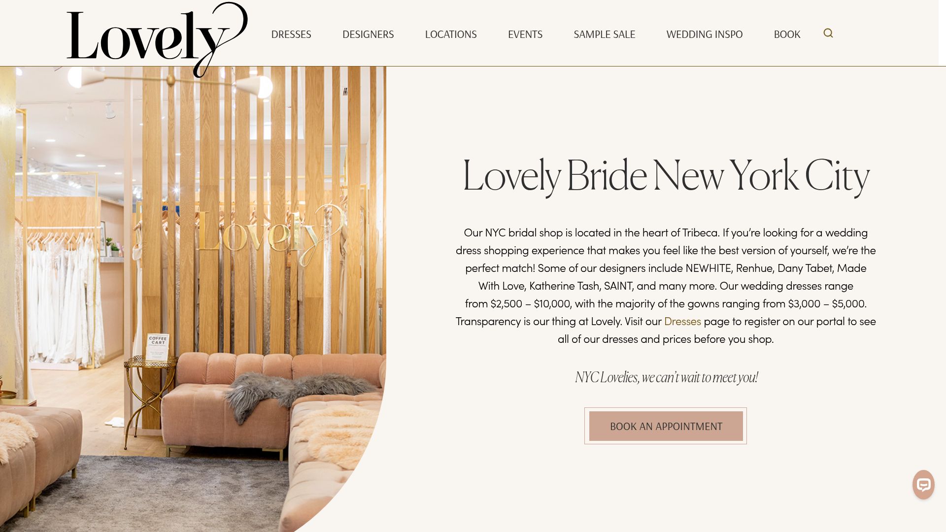 Lovely Bride NYC bridal shop interior