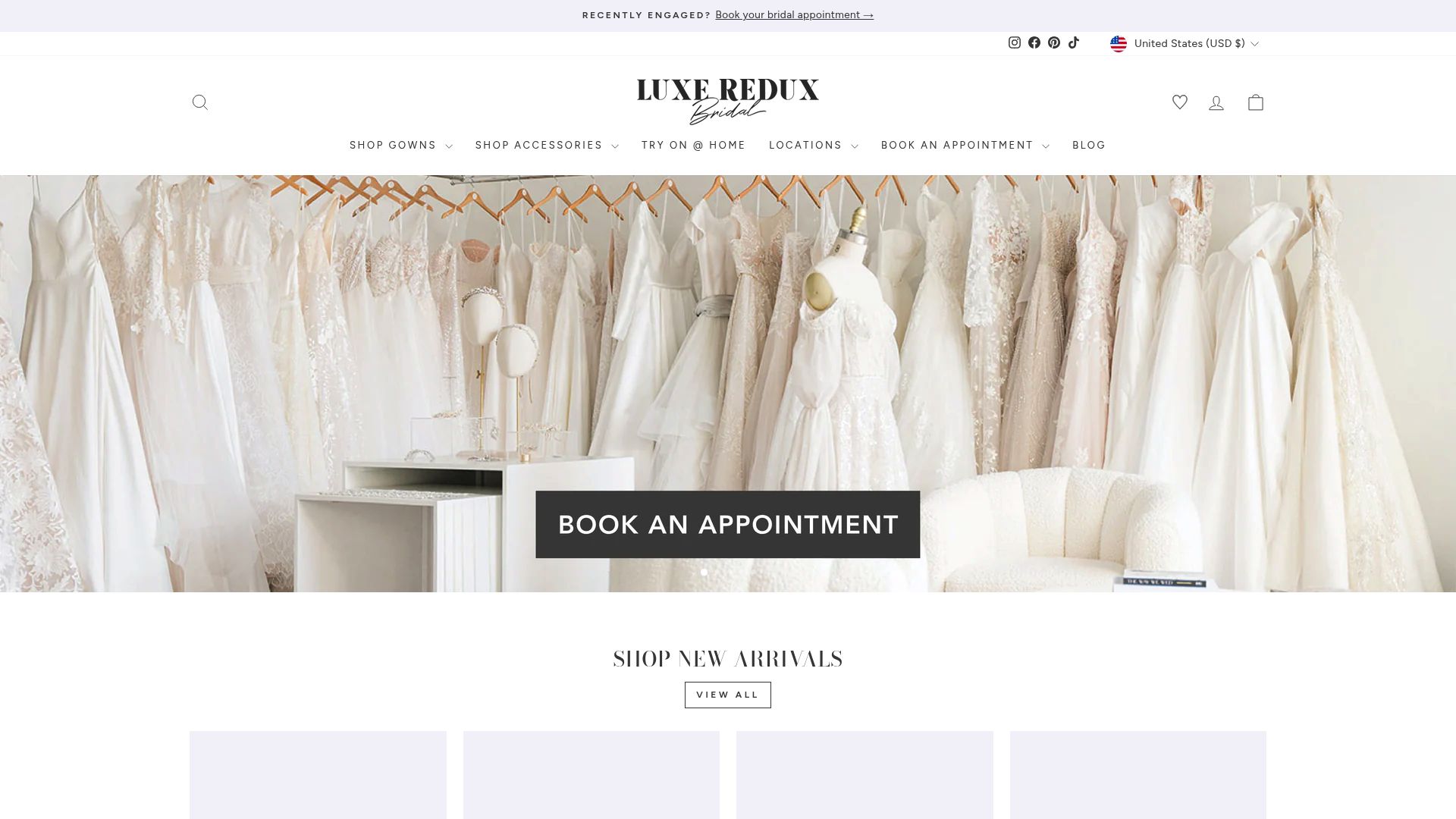 Luxe Redux Bridal designer sample boutique website