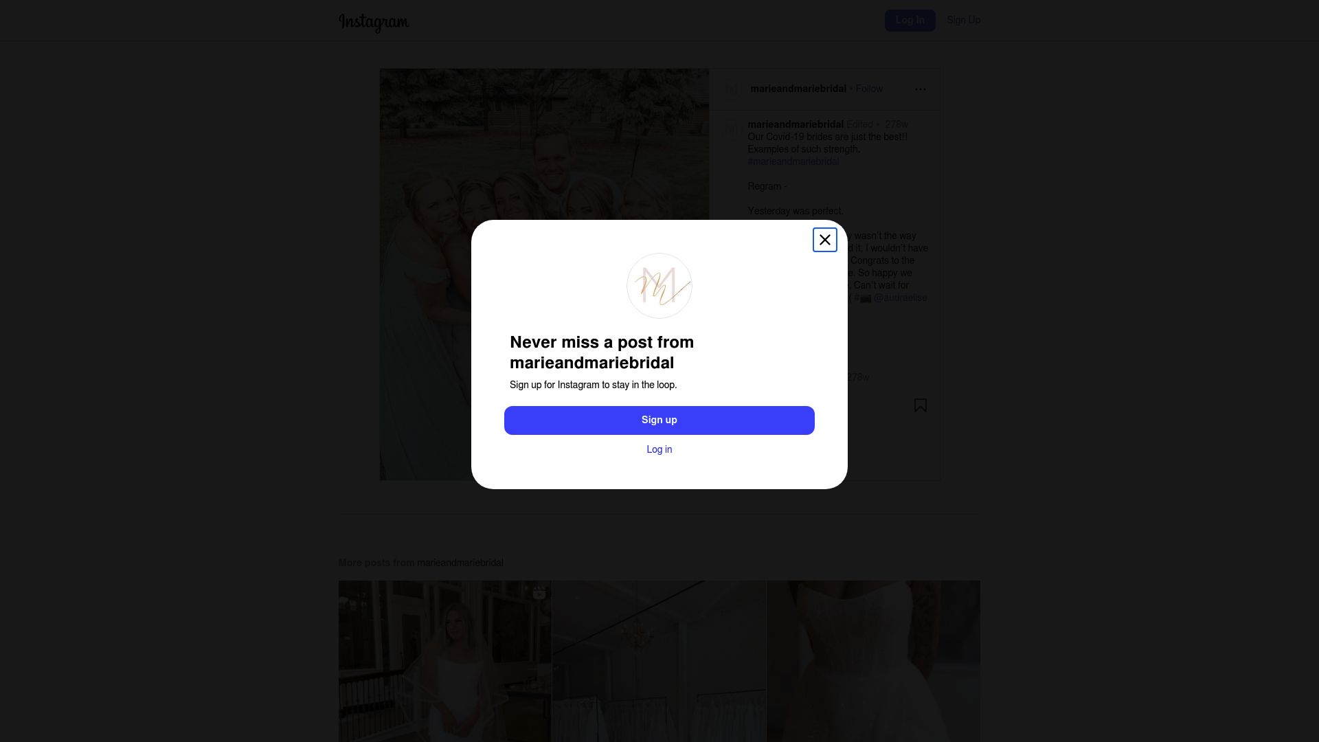 Marie & Marie Bridal website homepage