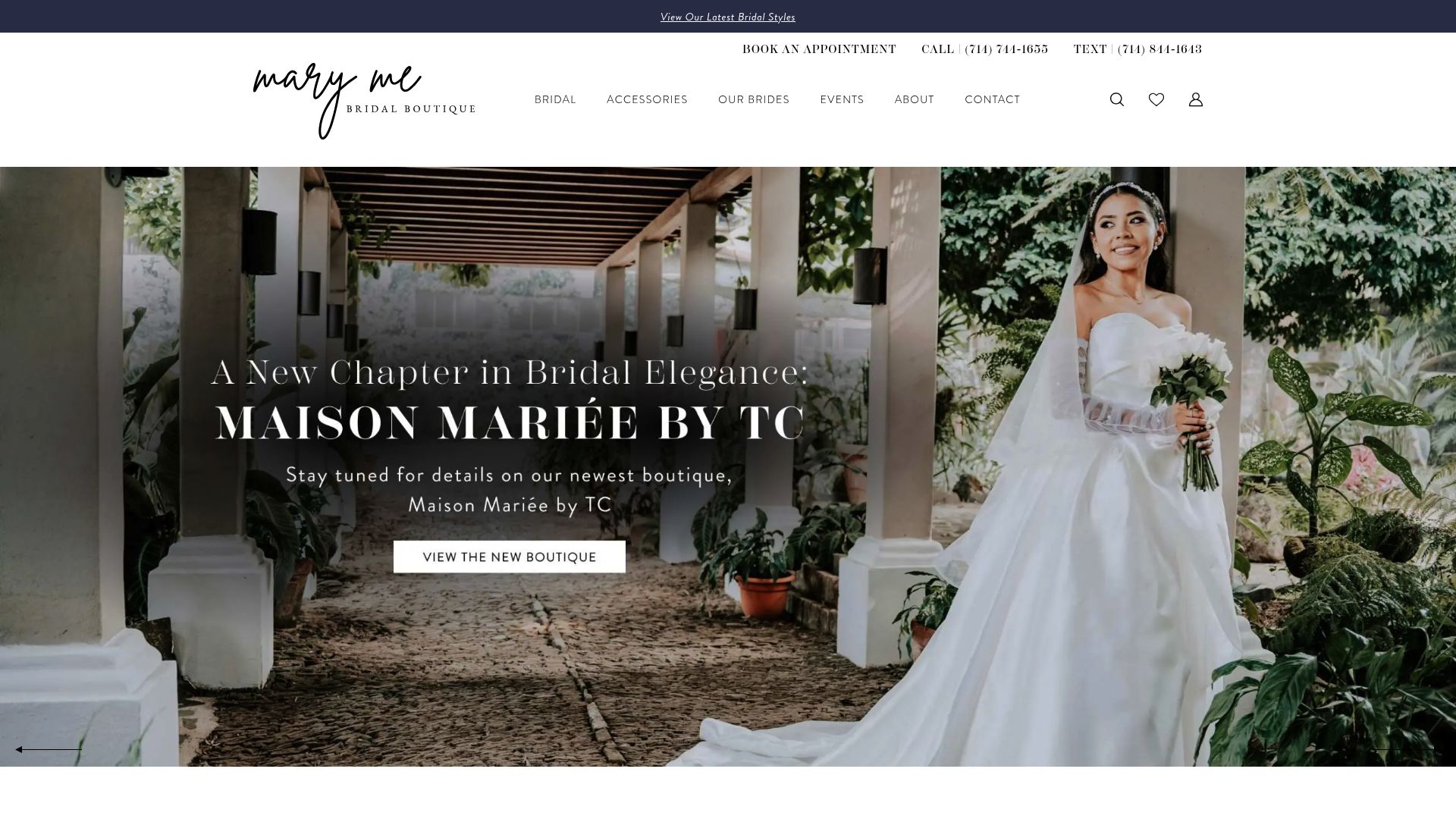 Screenshot of marymebridal.com