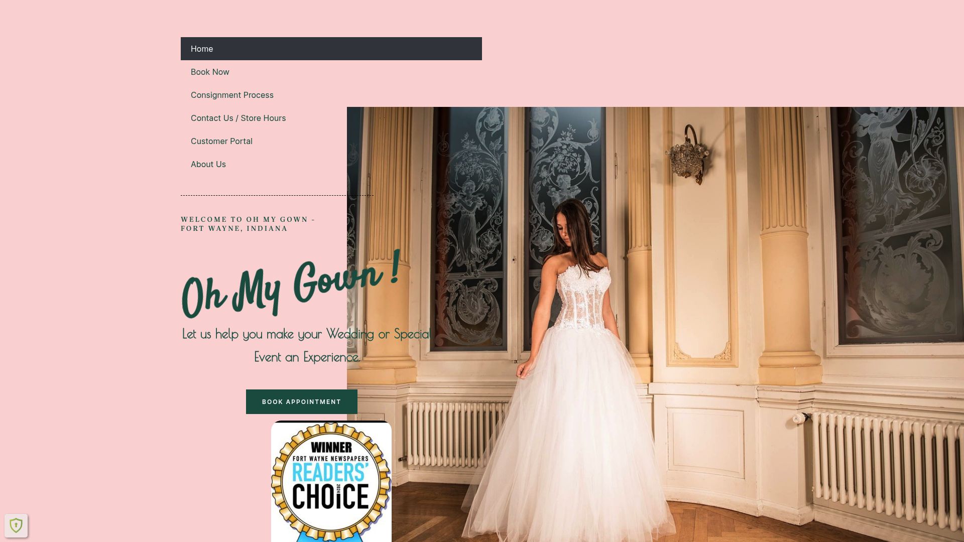 Oh My Gown website homepage