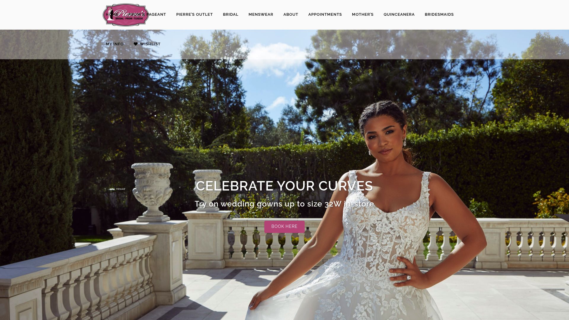 Pierre's Bridal storefront and interior