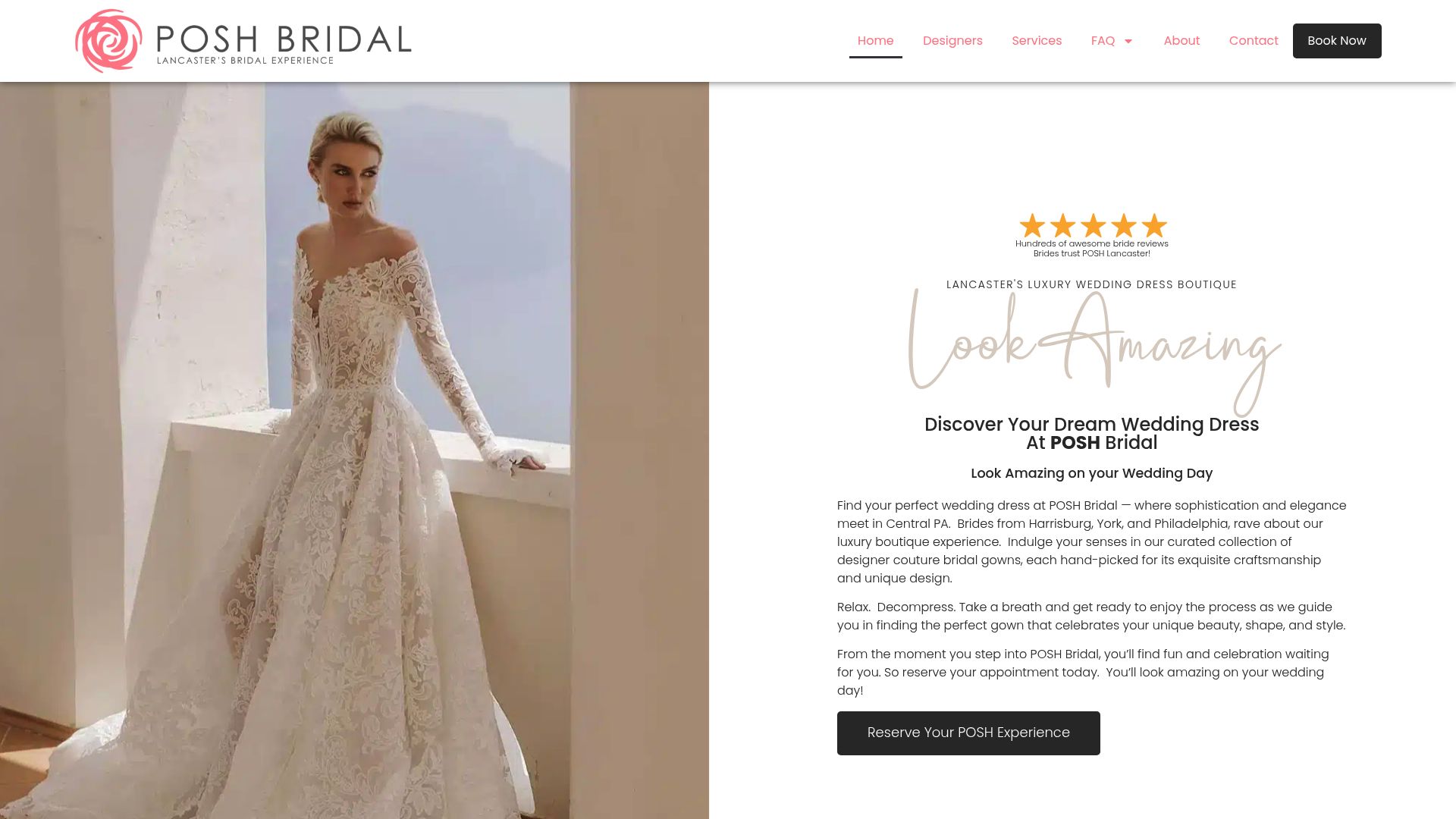 POSH Bridal website homepage