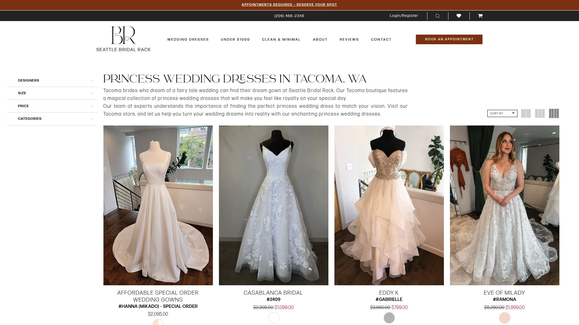 Seattle Bridal Rack website