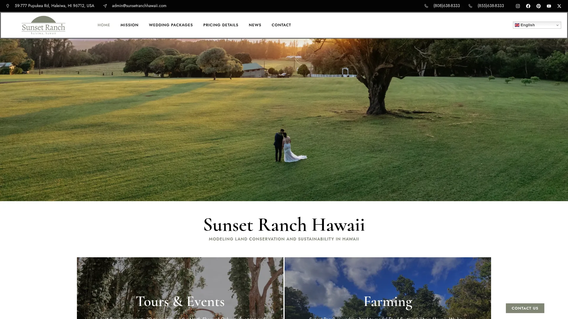 Sunset Ranch Hawaii rustic North Shore wedding venue