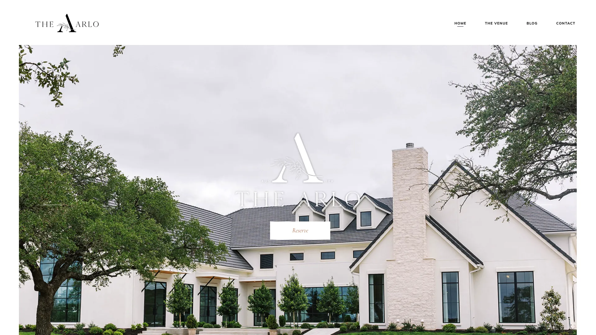 The Arlo wedding venue exterior showing Hill Country views