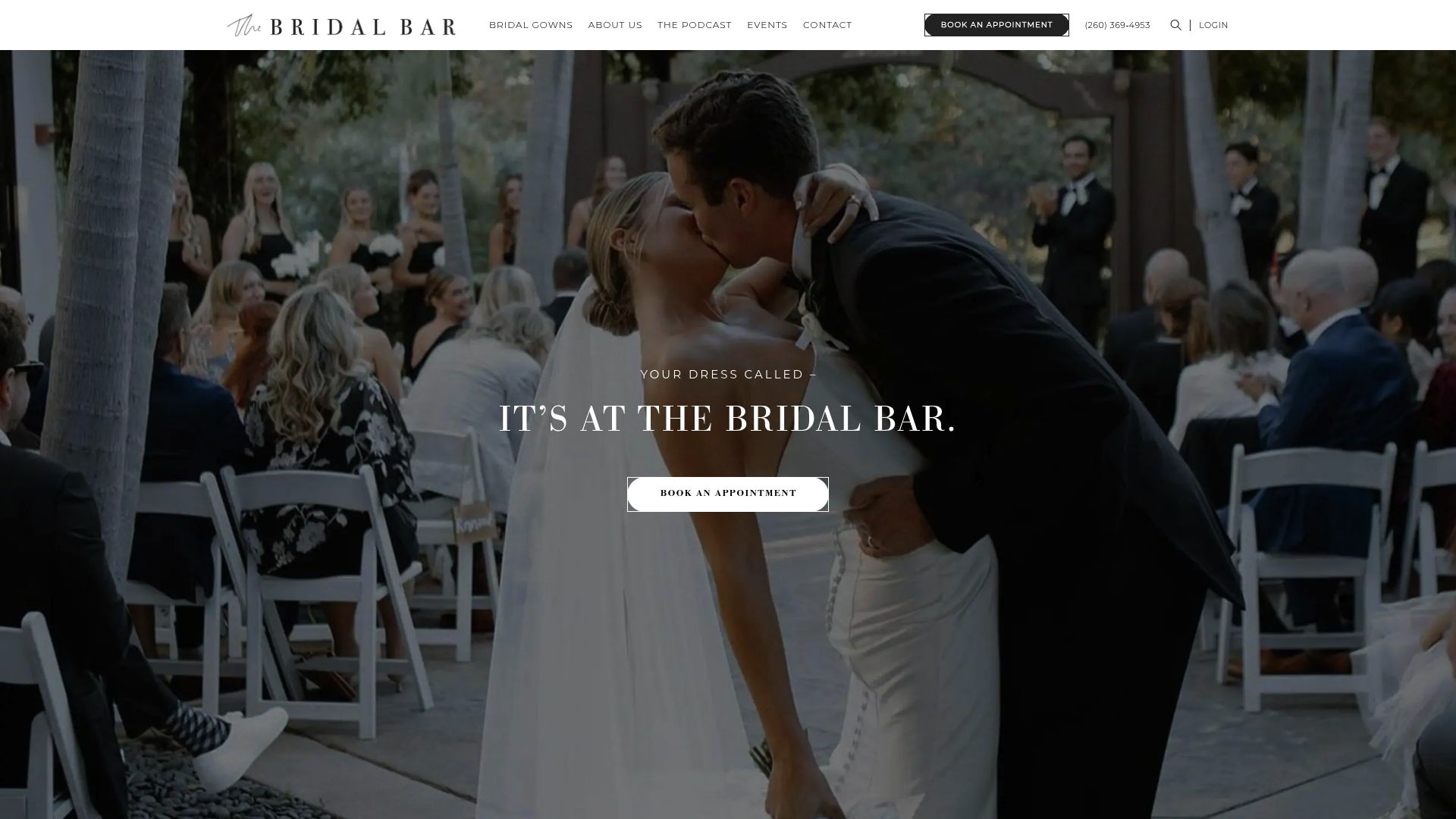 The Bridal Bar Boutique website homepage