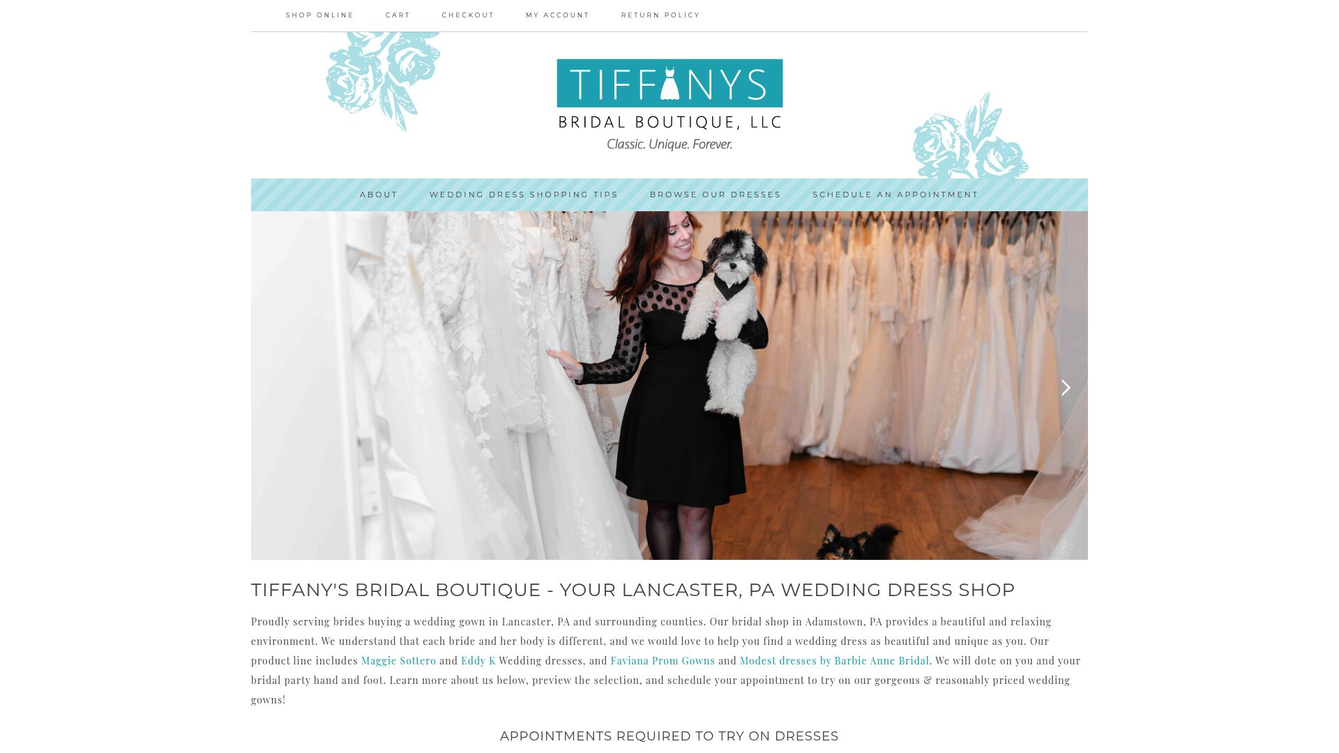 Tiffany's Bridal Boutique website