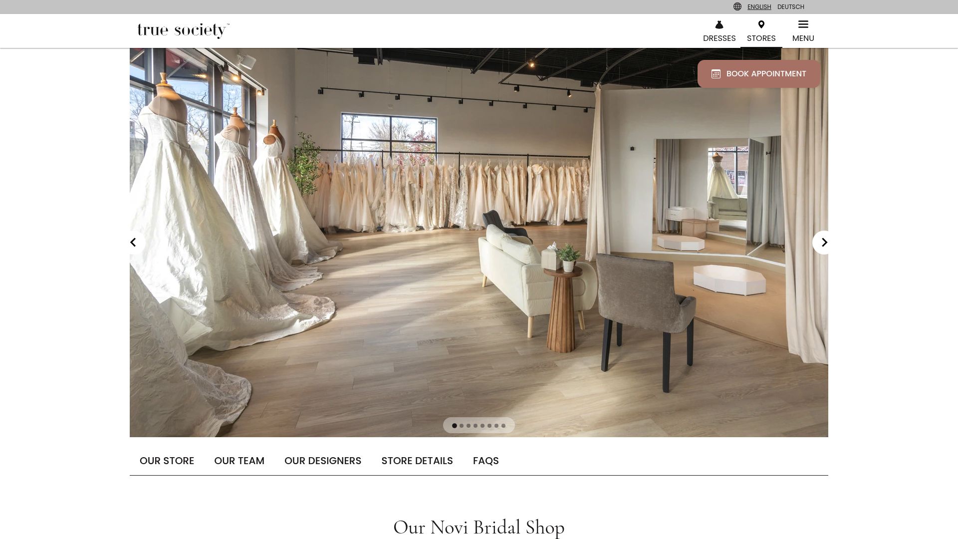 Screenshot of True Society Novi location page