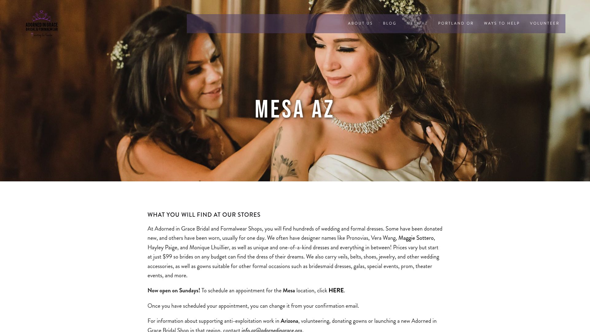 Adorned in Grace bridal shop interior