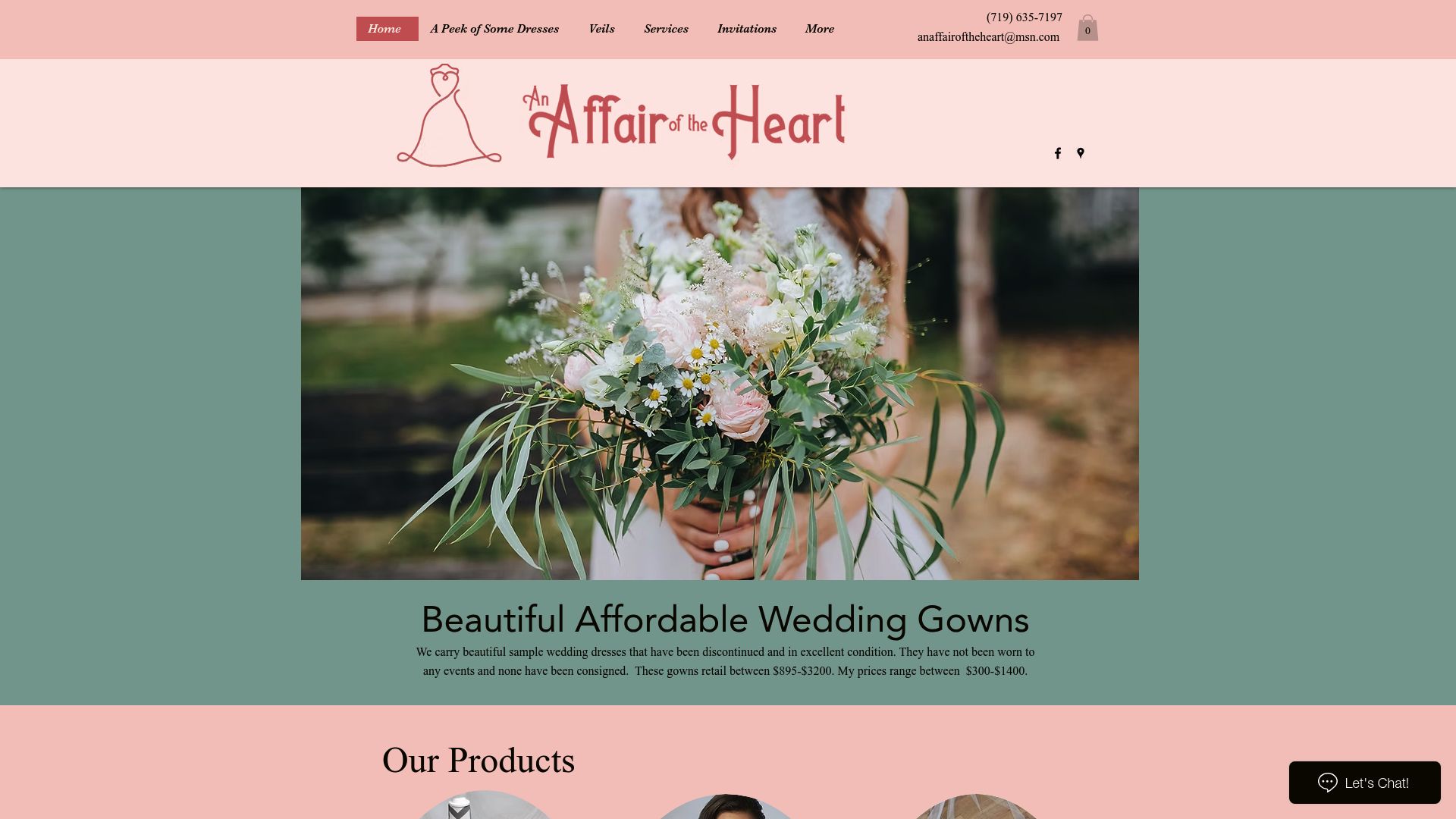 An Affair of the Heart boutique showcasing designer wedding dress collection
