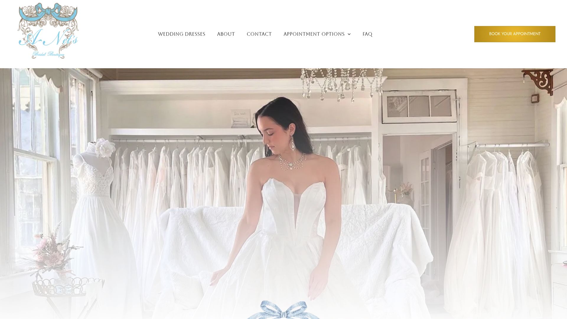 A-Net's Bridal Boutique website homepage