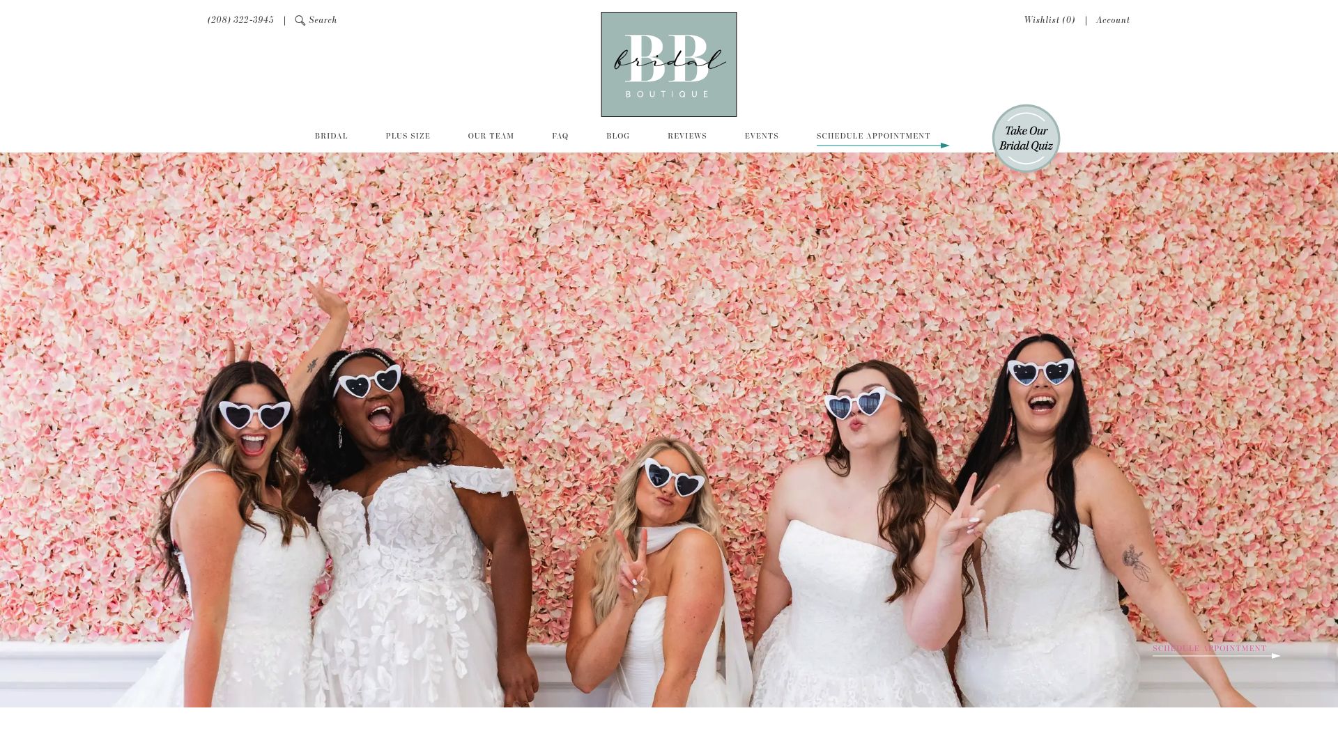 BB Bridal website homepage