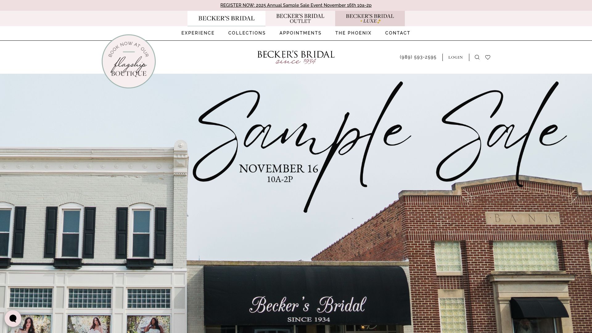 Becker's Bridal website homepage