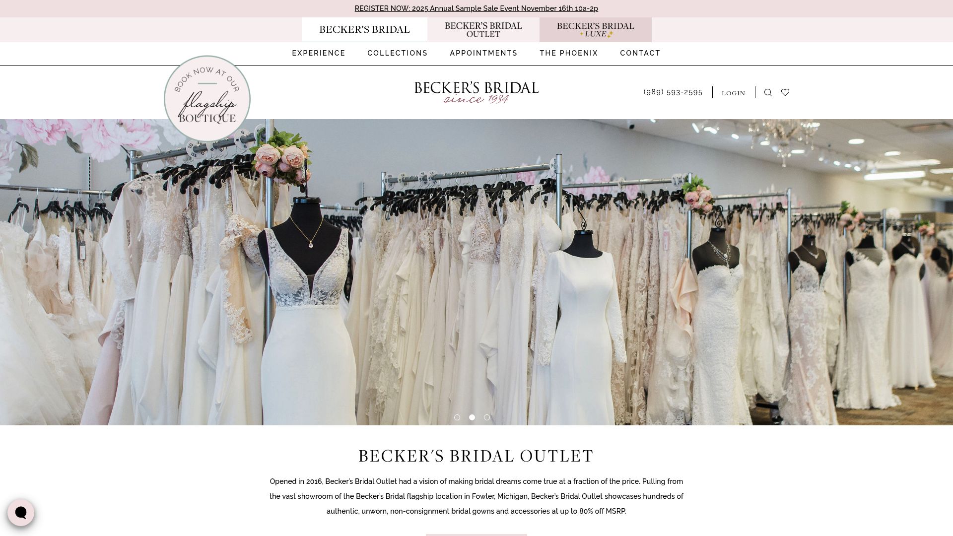 Becker's Bridal Outlet sample dress selection