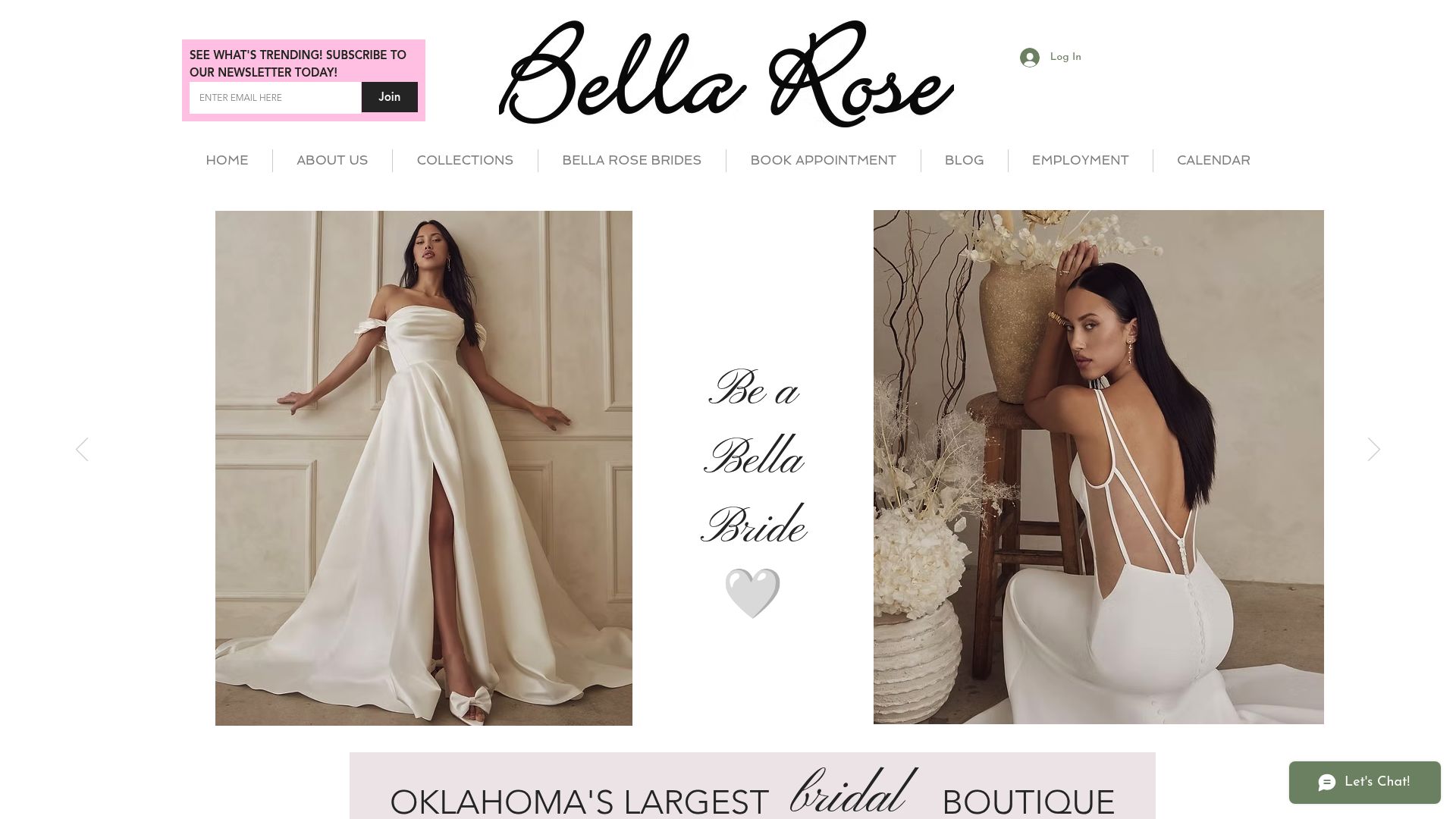 Bella Rose Bridal website homepage