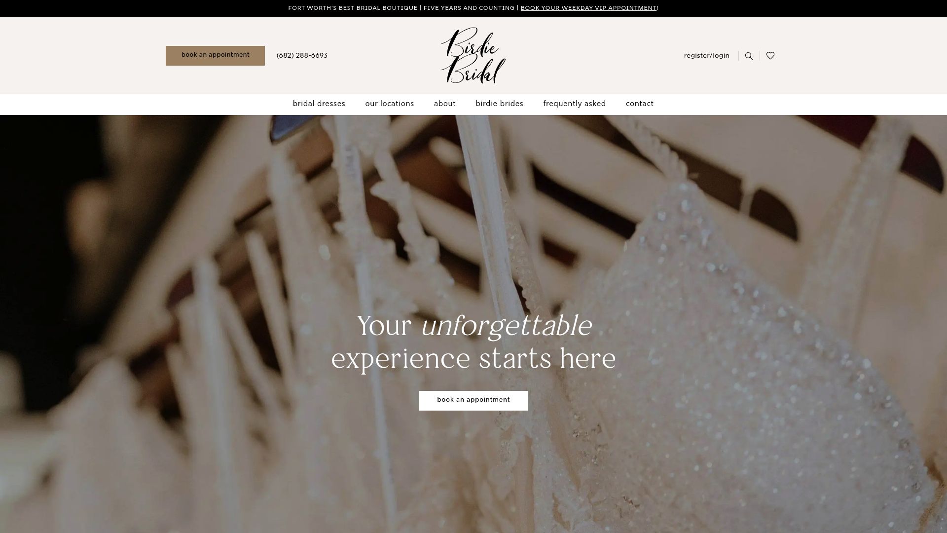Birdie Bridal website homepage