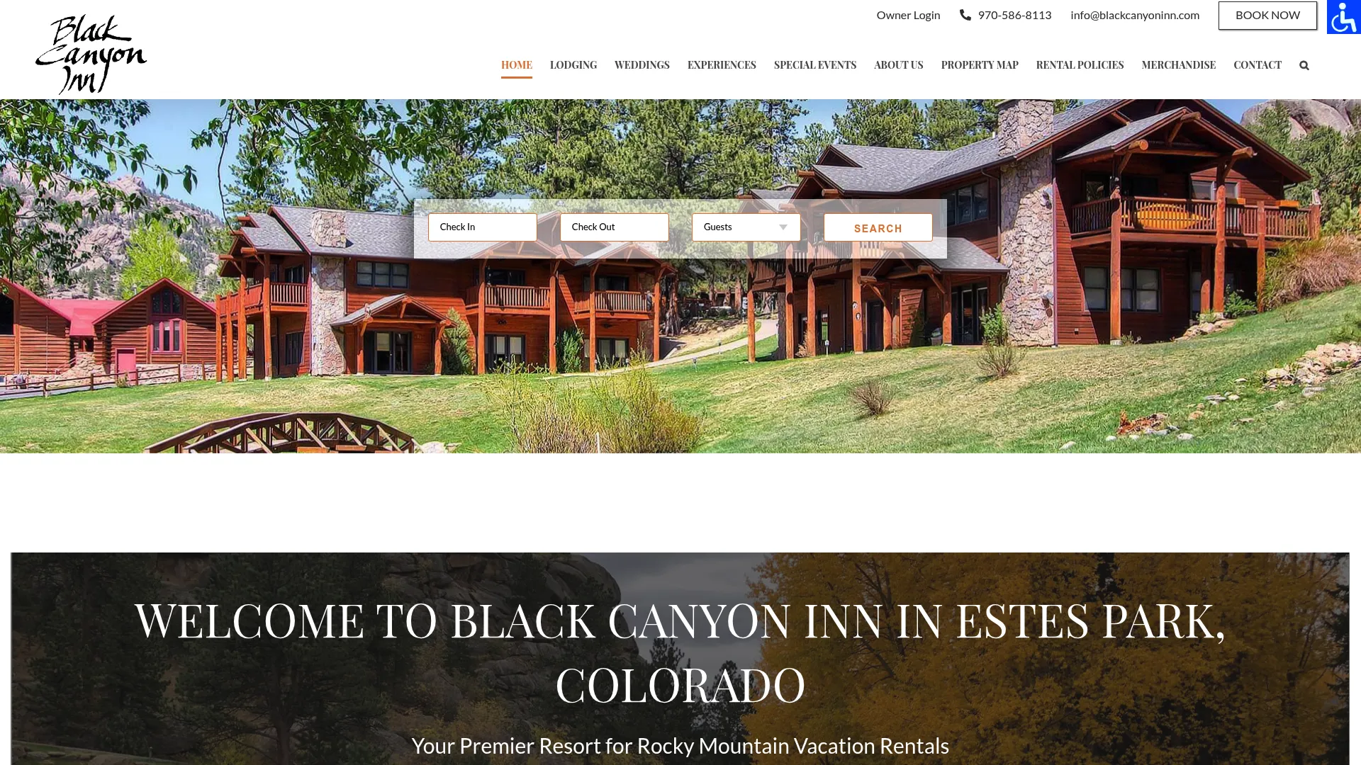 Black Canyon Inn wedding venue with pond views Estes Park Colorado