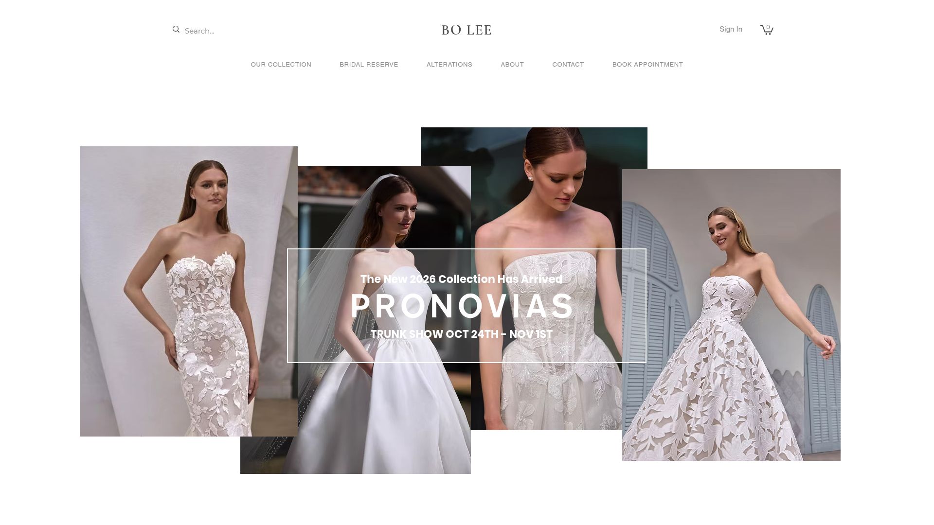 Bo Lee Bridal website homepage