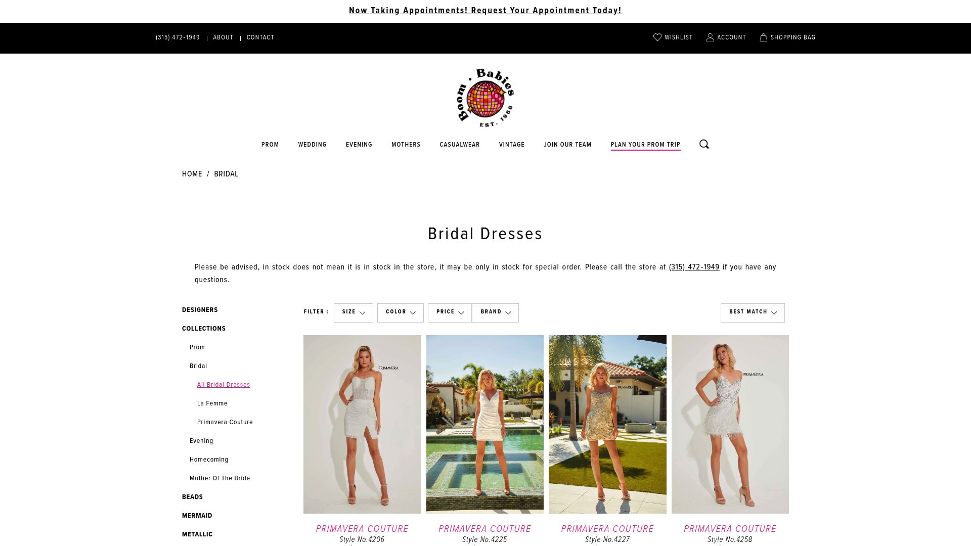 Boom Babies Bridal Collection interior