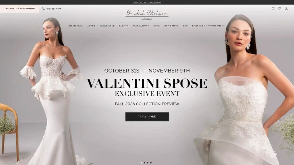 Bridal Atelier Montclair boutique interior