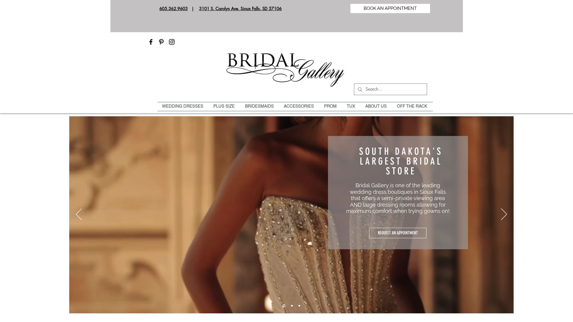 Bridal Gallery Sioux Falls website homepage