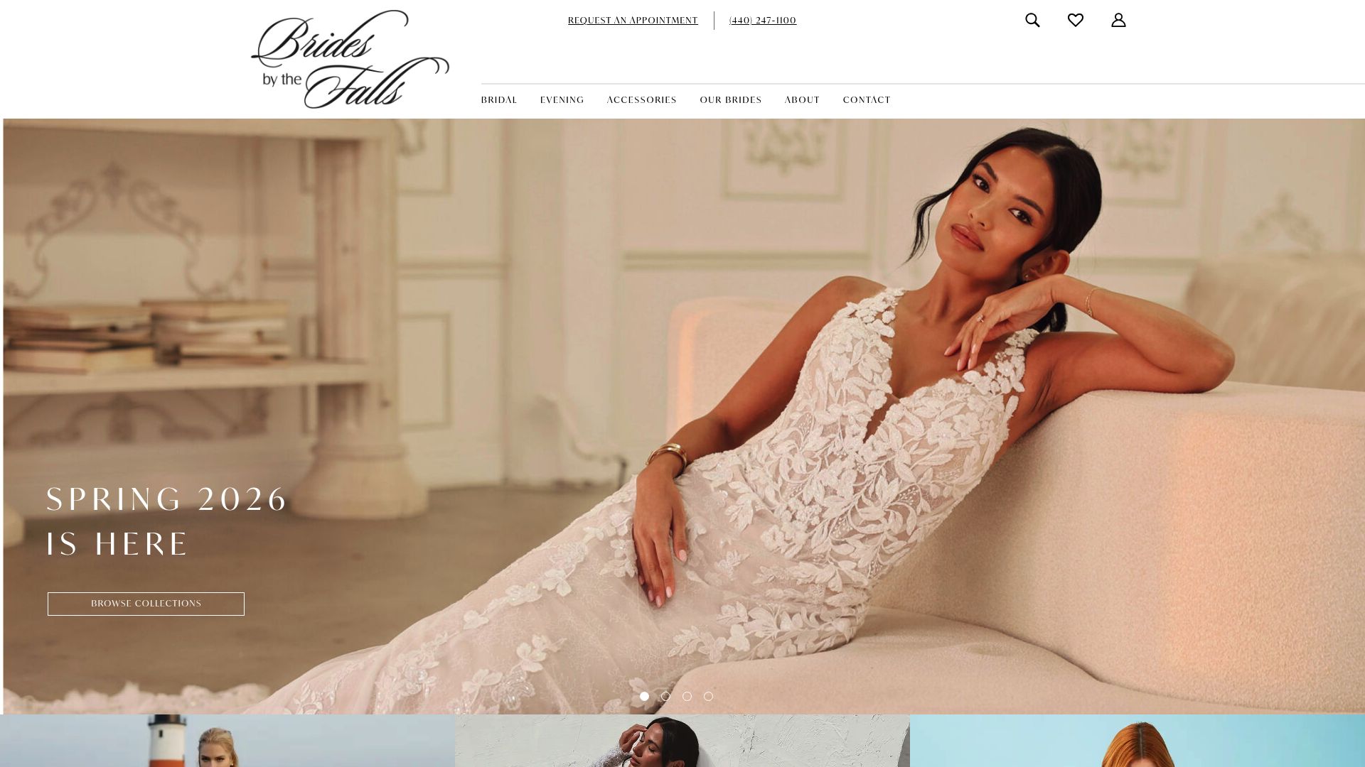 Brides By The Falls bridal boutique website homepage