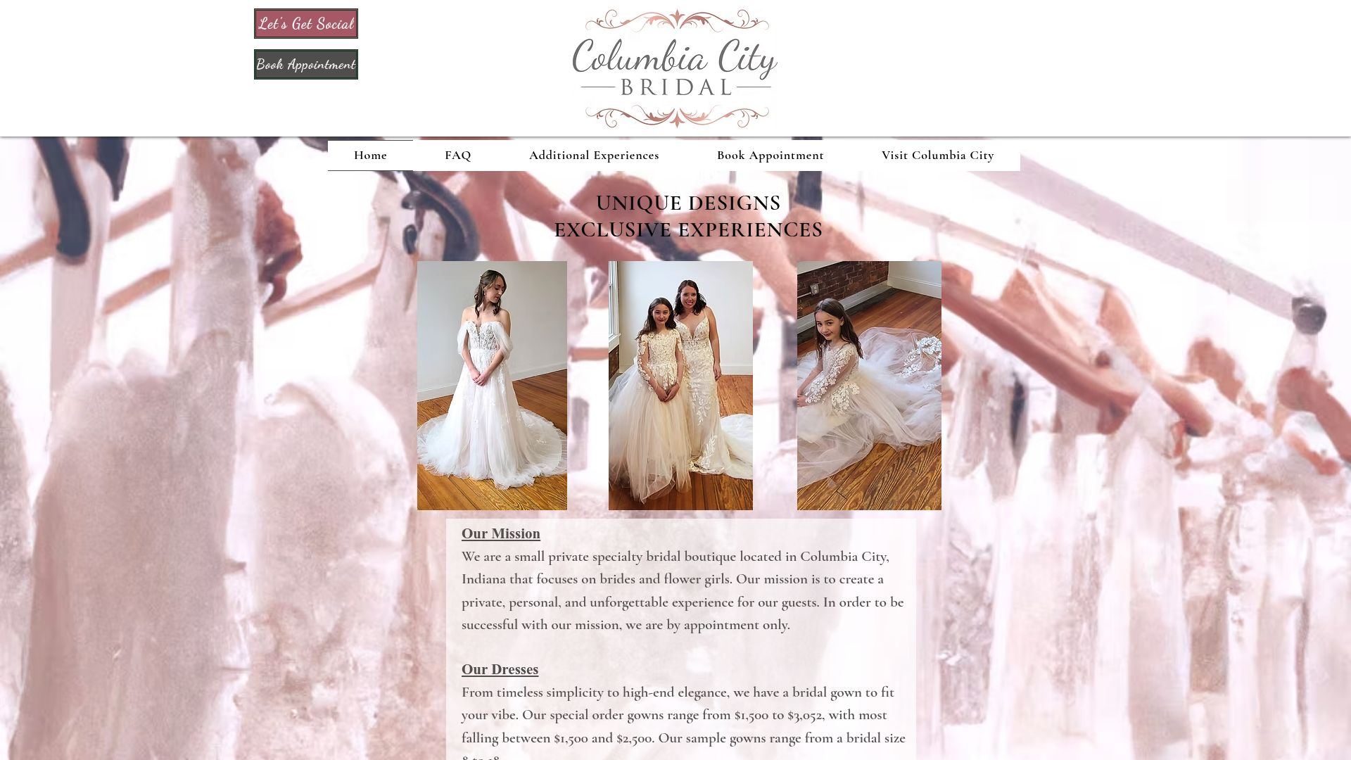 Columbia City Bridal website homepage