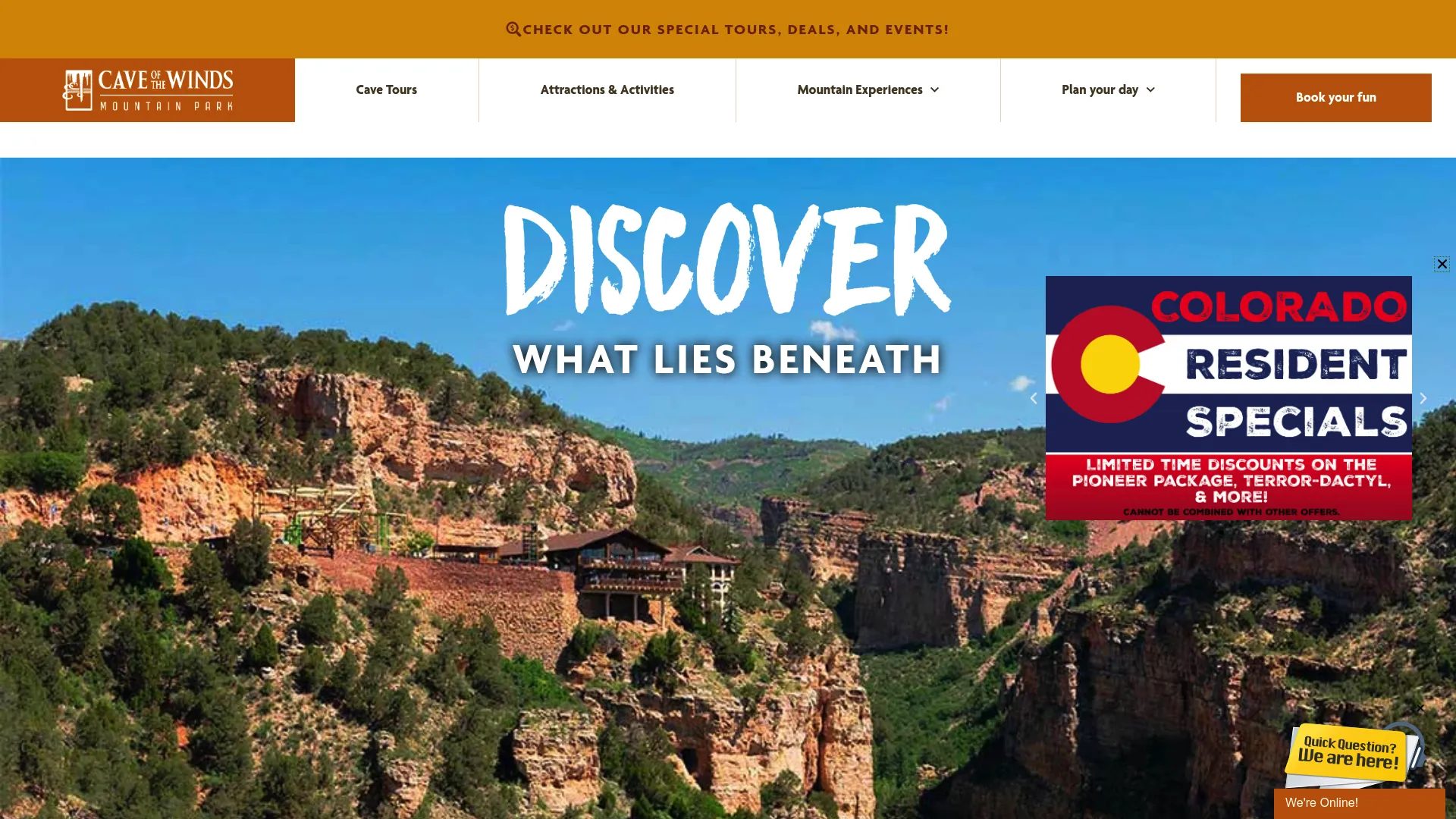 Cave of the Winds Mountain Park underground wedding ceremony venue