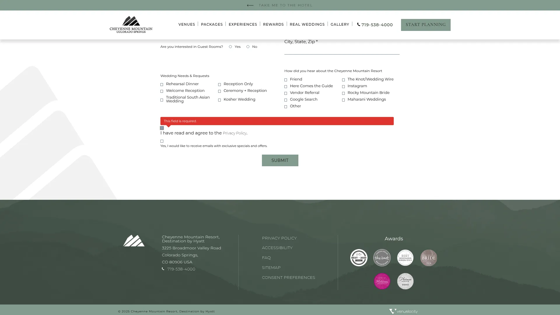 Cheyenne Mountain Resort wedding venue Colorado Springs