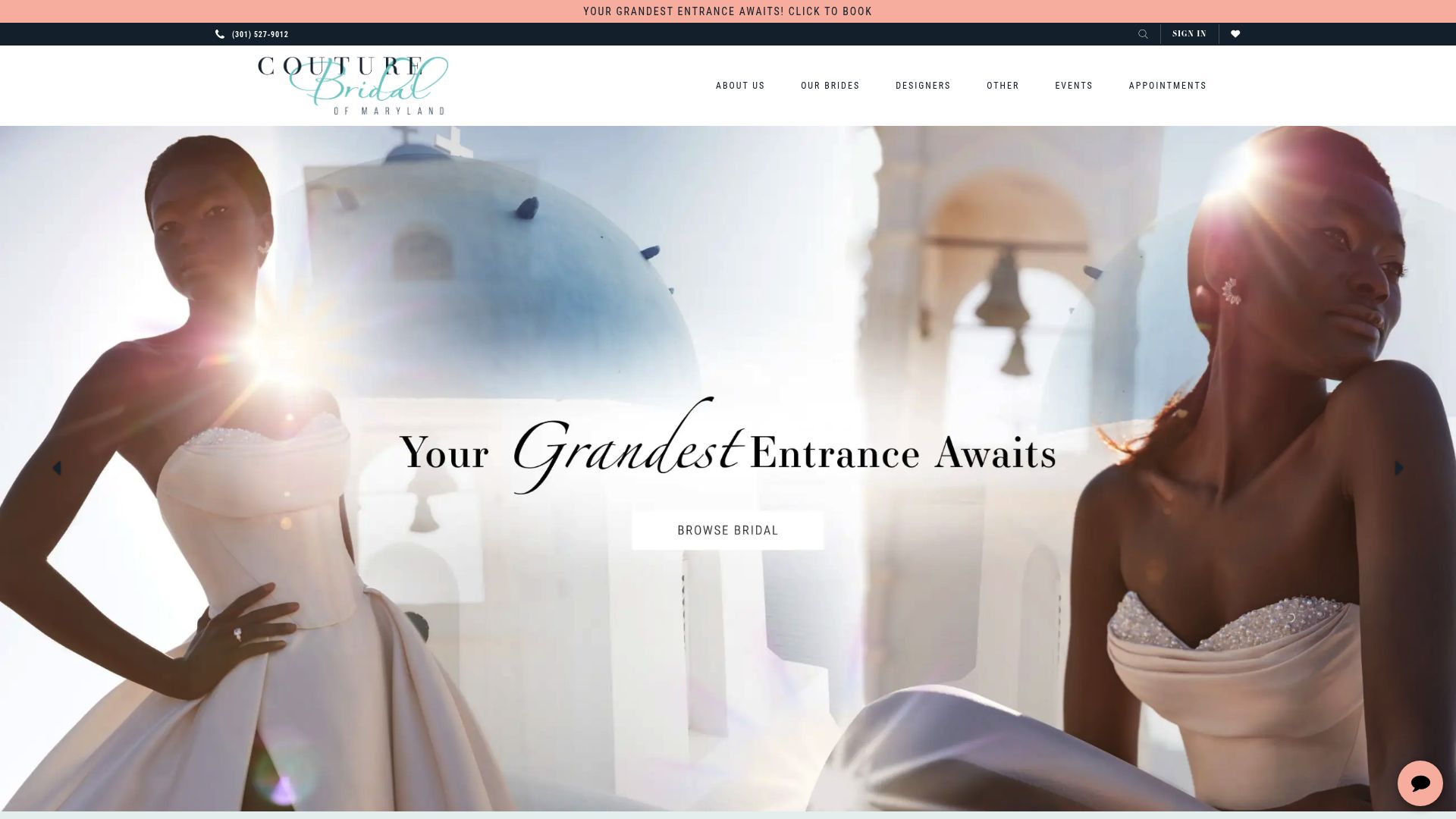 Couture Bridal of Maryland website