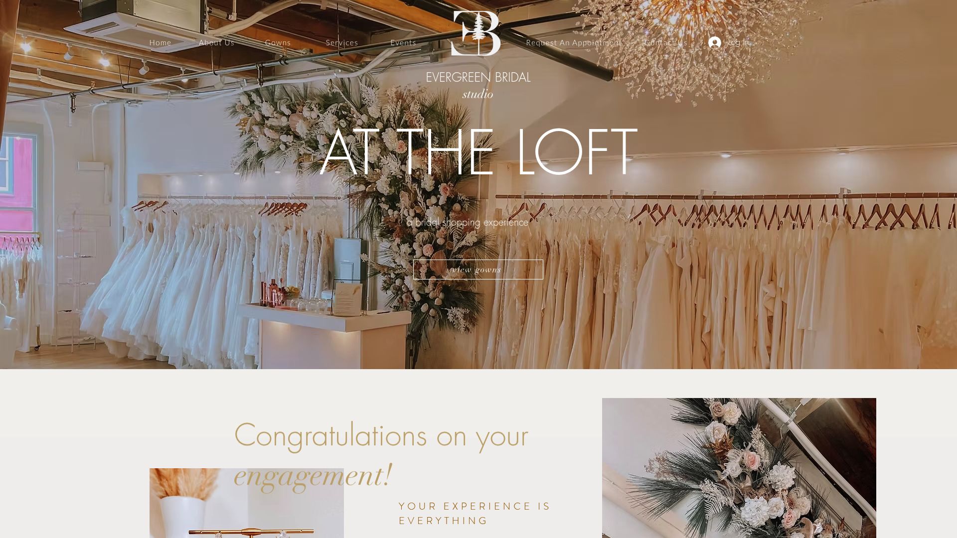 Evergreen Bridal Studio website