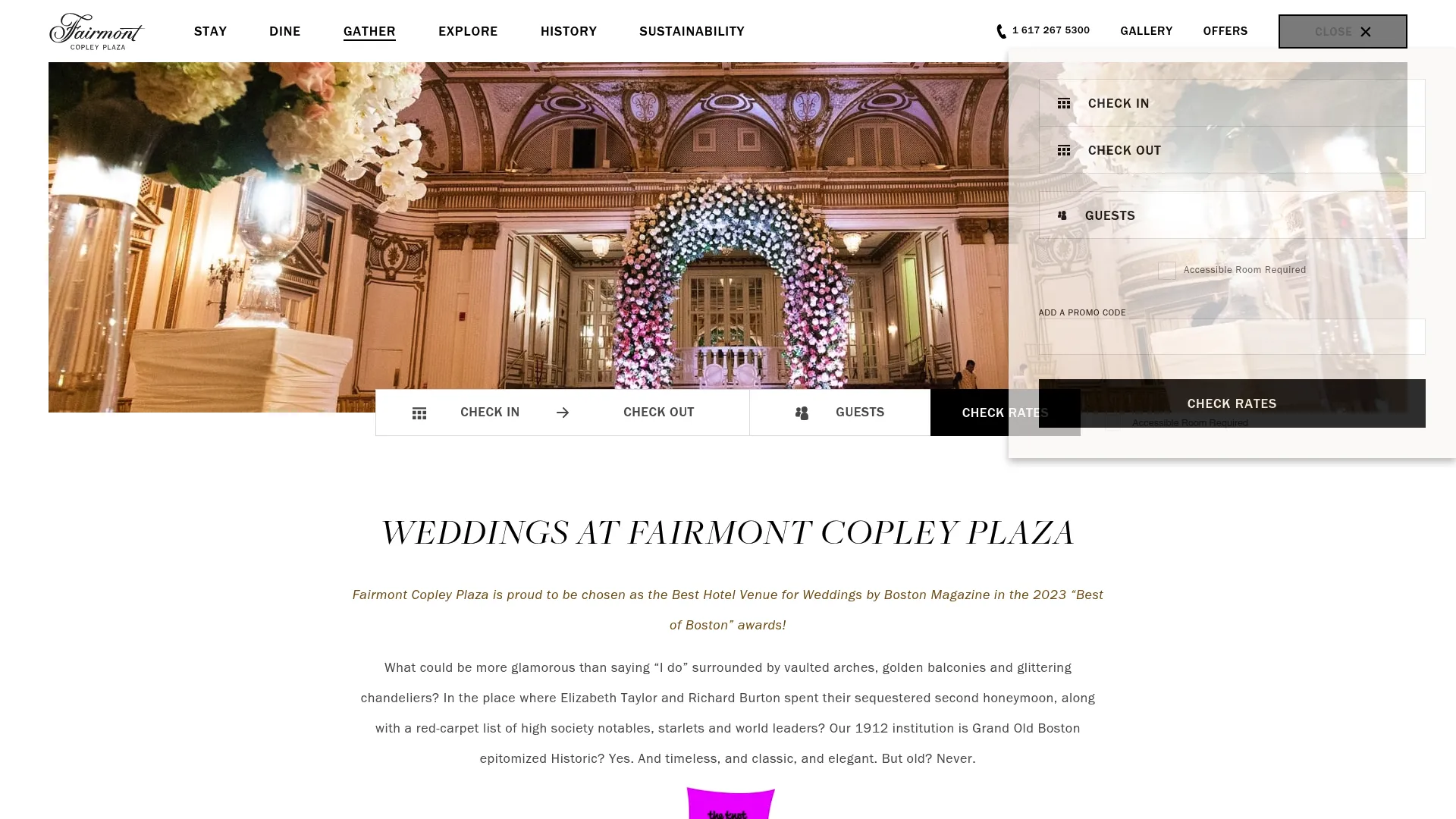 Fairmont Copley Plaza Grand Ballroom wedding venue