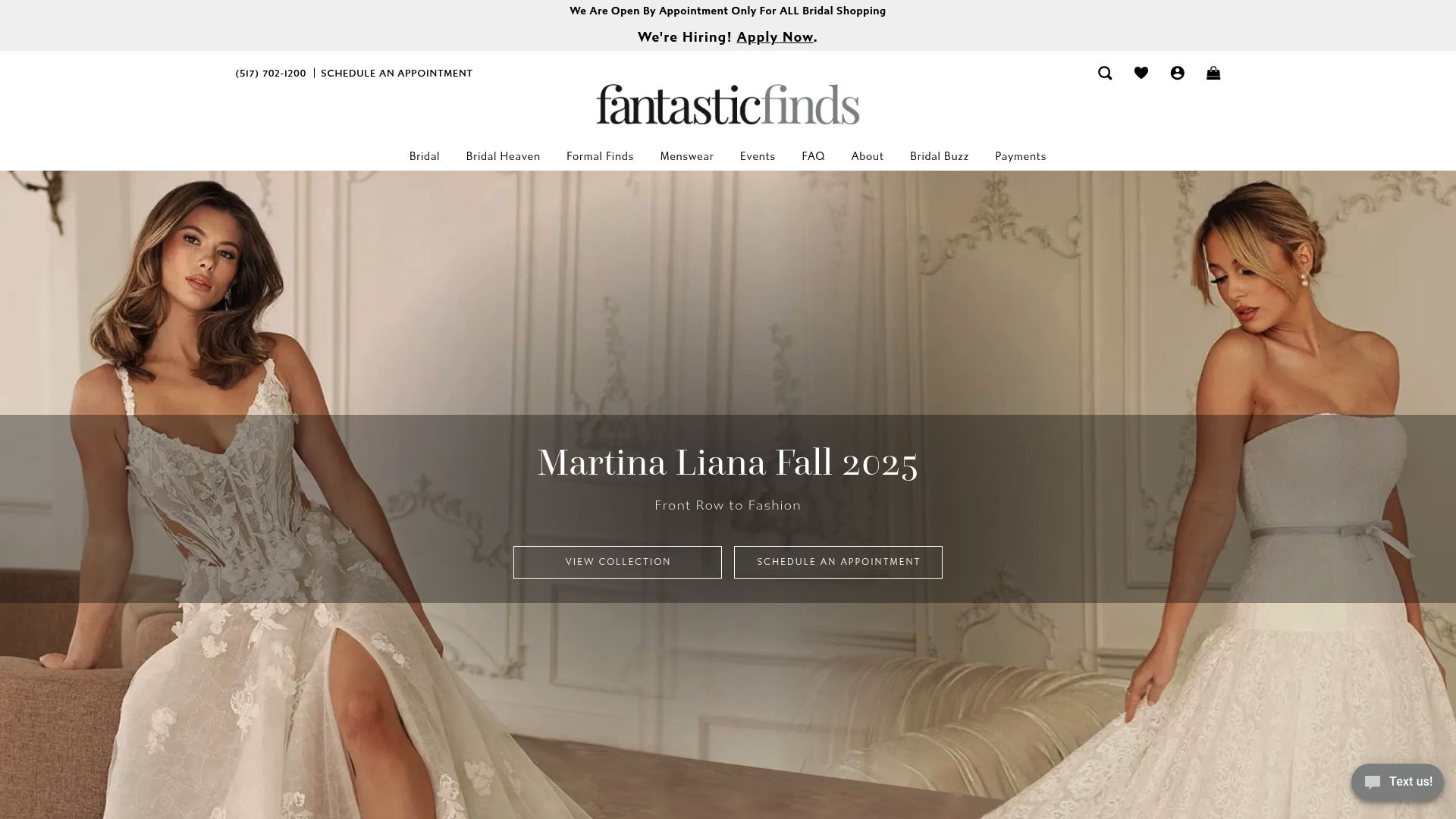 Fantastic Finds bridal salon interior with mannequin displays