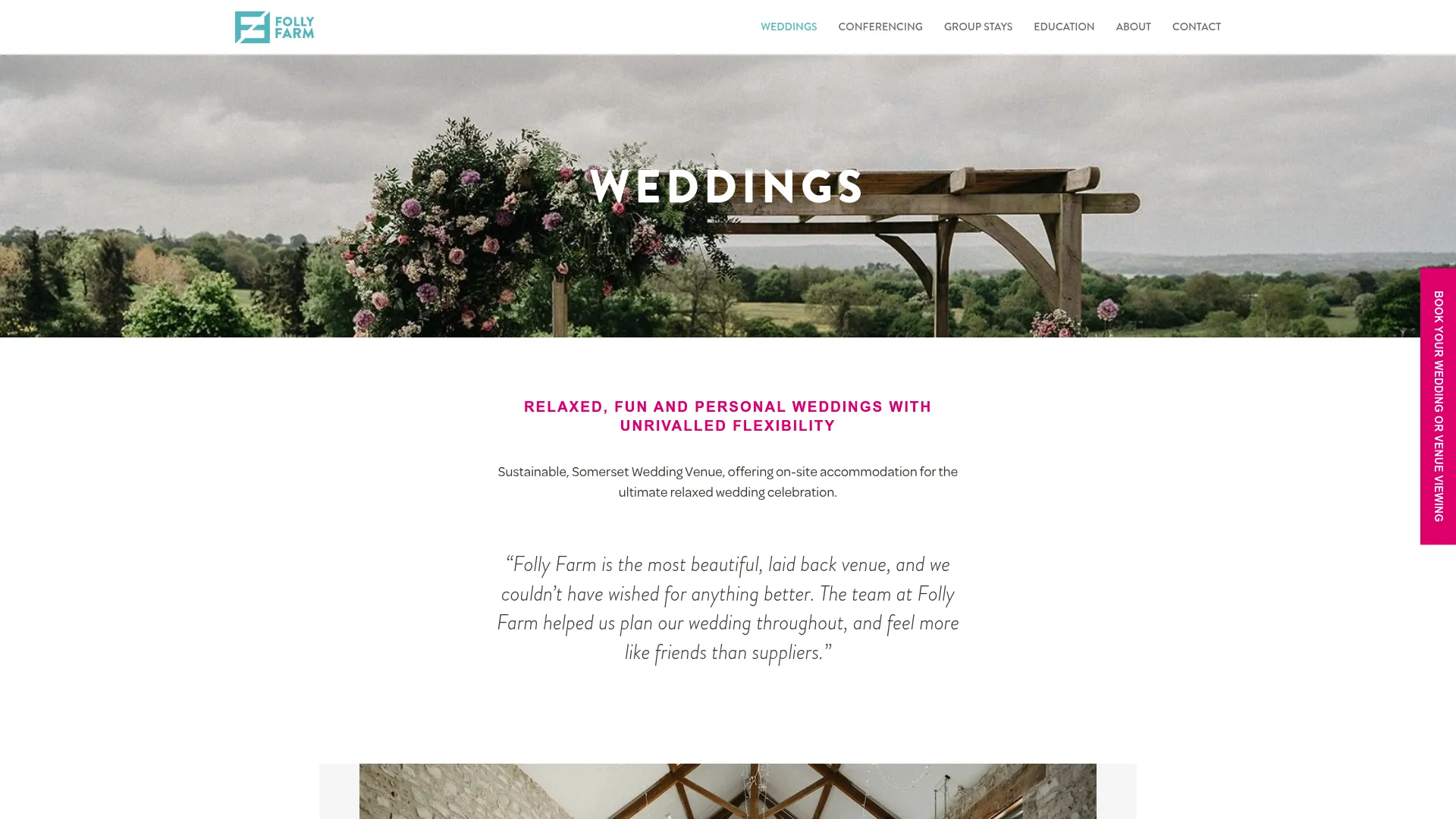 Folly Farm exclusive private wedding venue