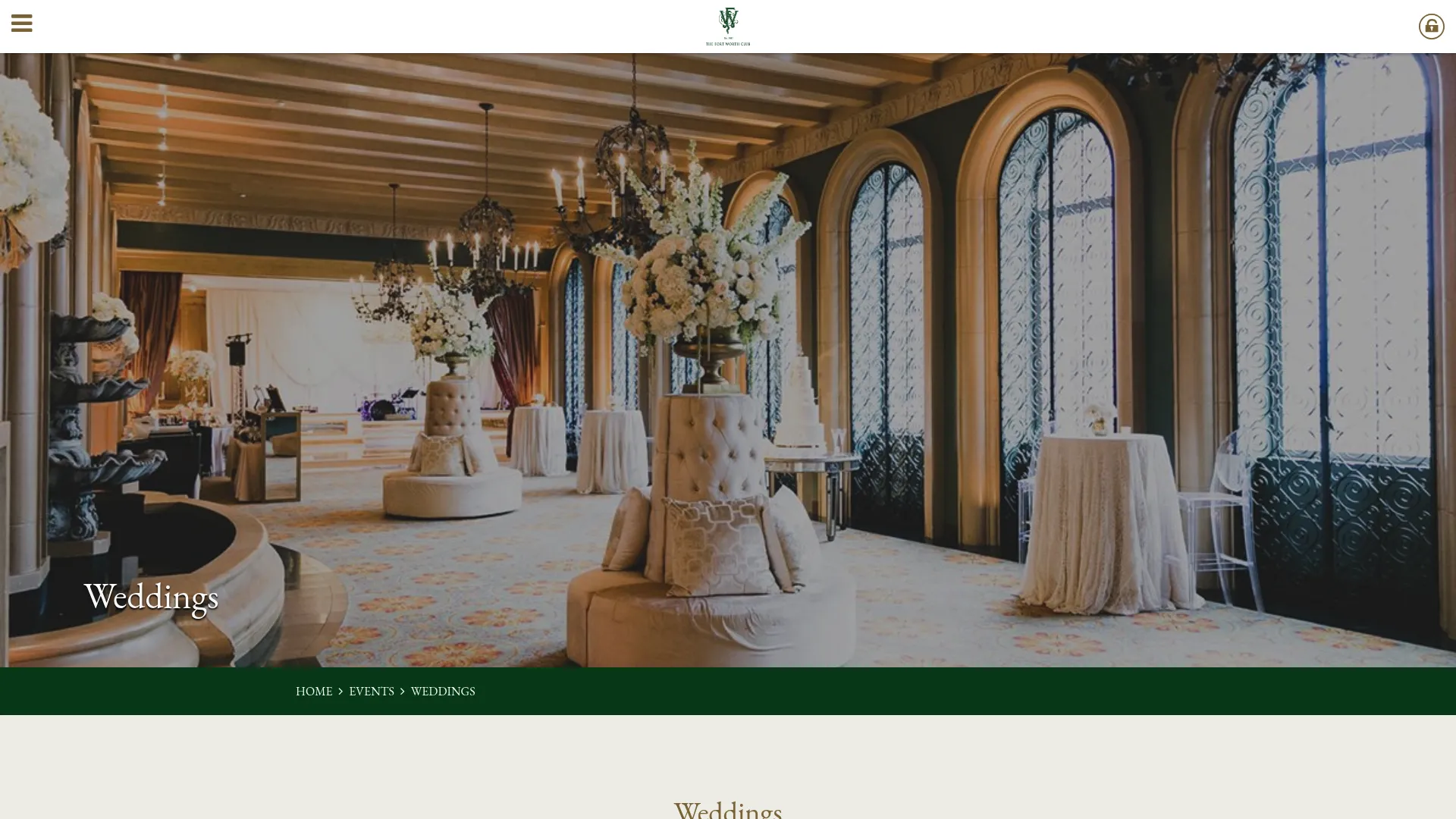 The Fort Worth Club elegant ballroom with city views