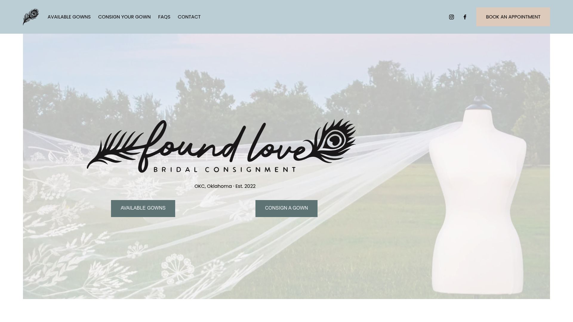 Found Love Bridal Consignment website homepage