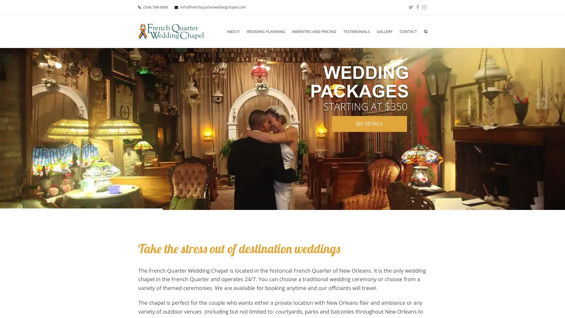 French Quarter Wedding Chapel historic intimate ceremony space